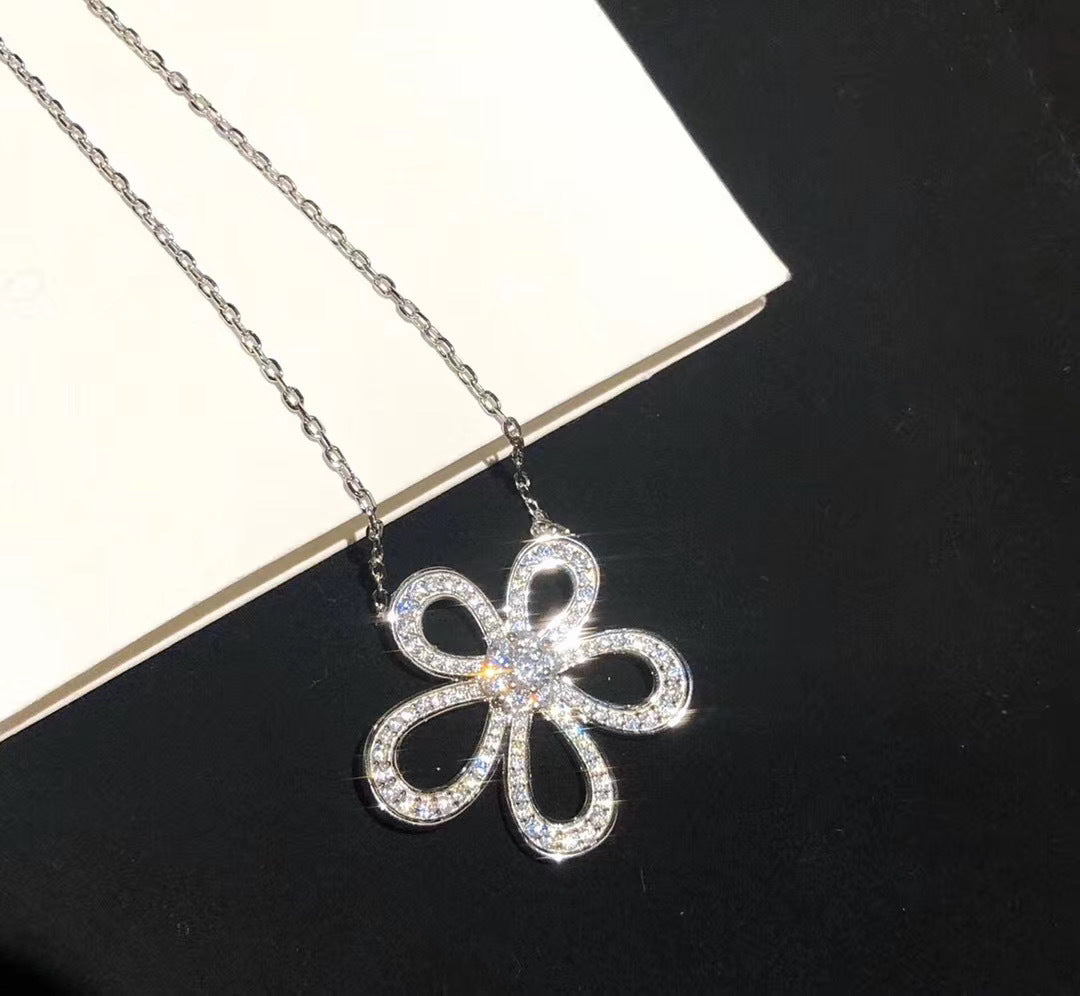 S925 Sterling Silver Five Petal Jewelry Set - Elegant Necklace, Earrings & Ring Set for Women - Perfect for Weddings, Parties & Special Occasions
