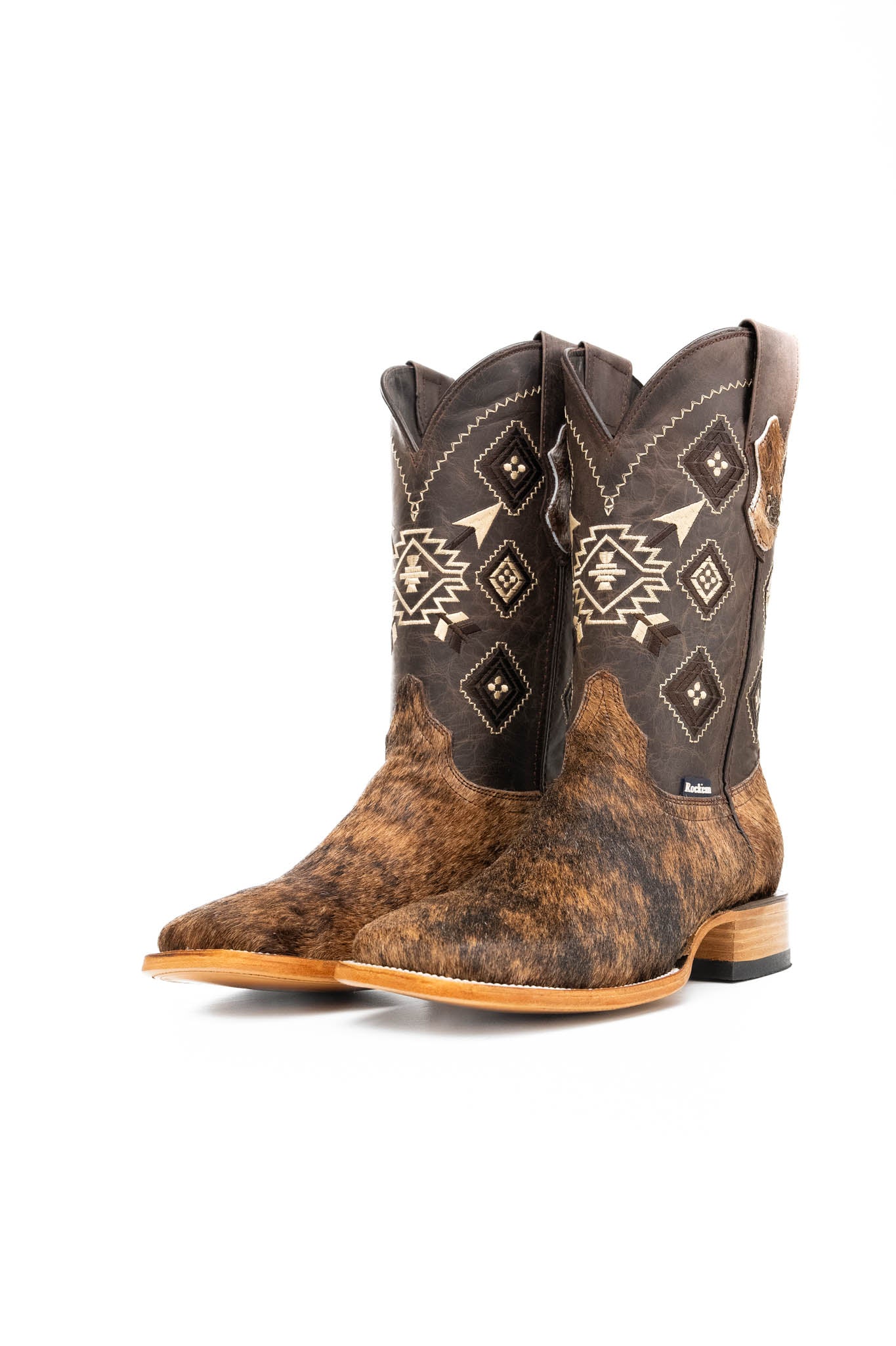 **Men's Genuine Cowhide Square Toe Cowboy Boots - Size 9 - Western Style - Durable & Comfortable for Rodeo, Country Dance & Outdoor Work**