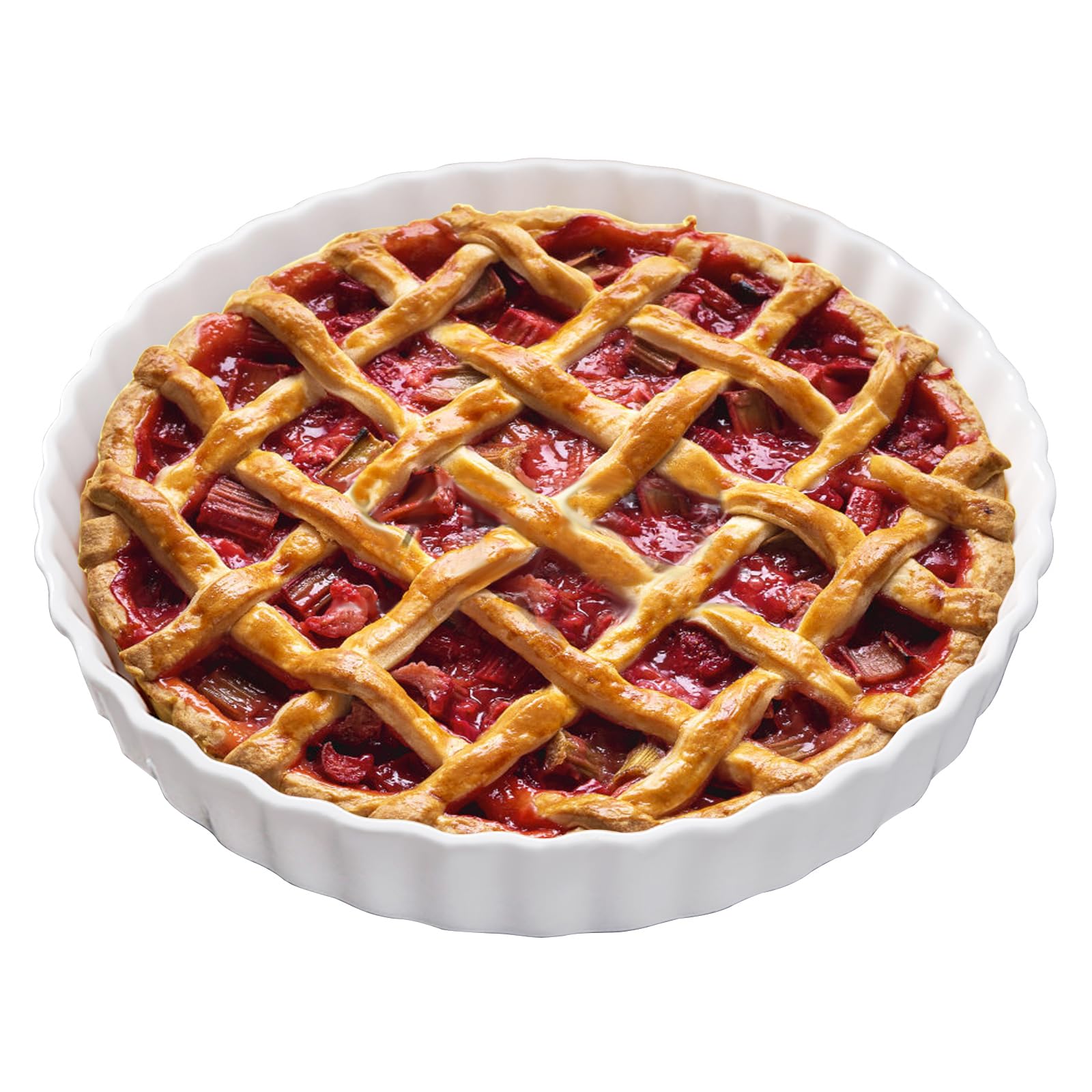 FEOOWV 9-Inch White Round Porcelain Quiche Pan - Non-Stick Tart Pie Dish for Baking, Chicken Pot Pie - Oven, Microwave & Dishwasher Safe - Perfect for Home Baking, Dinner Parties & Holiday Cooking