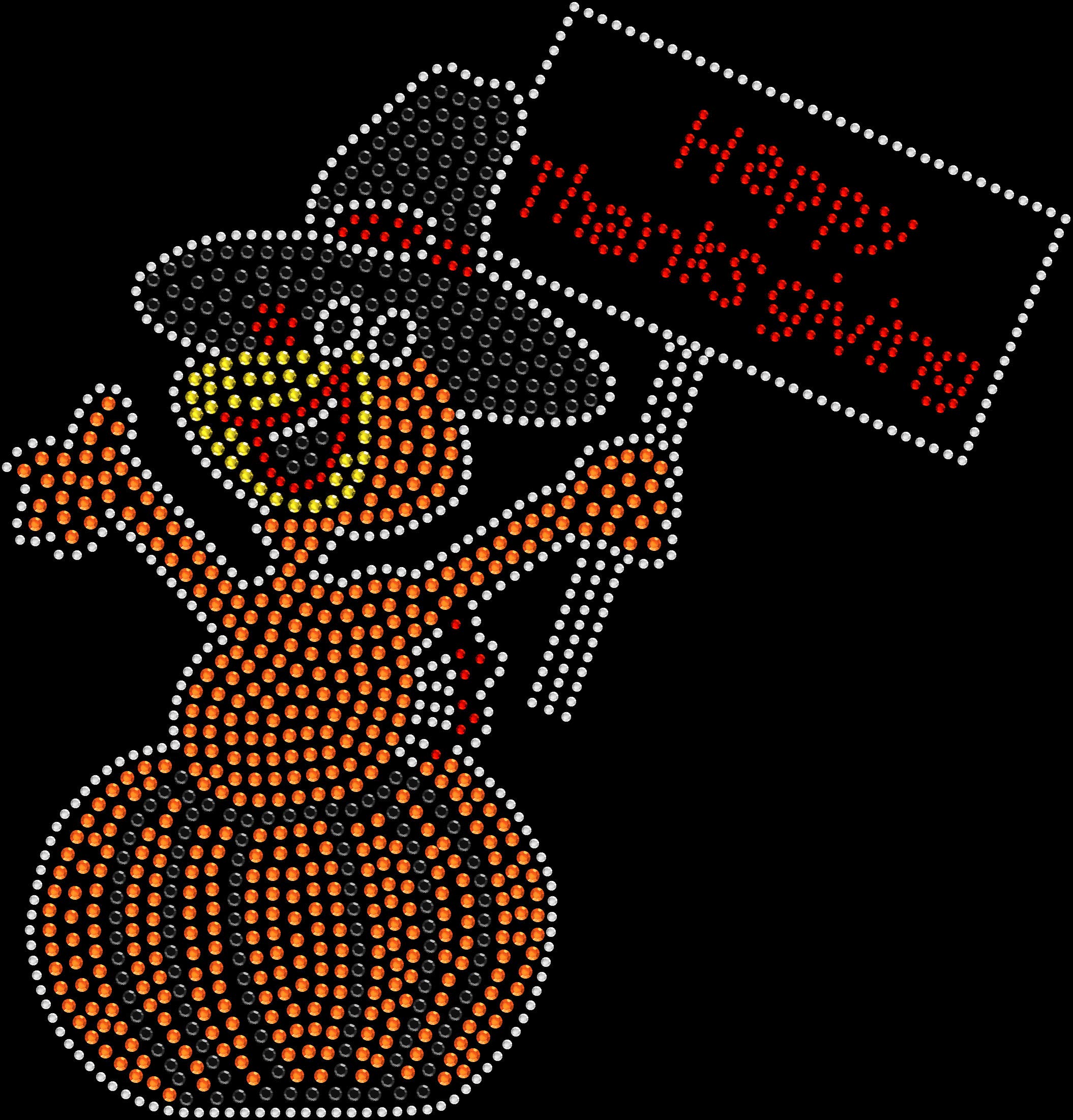 Rhinestone Iron On Transfers for DIY Thanksgiving Turkey Pumpkin - Sparkle Bling Decals for T-Shirts, Bags & Home Decor | Perfect for Fall Crafts & Holiday Gifts