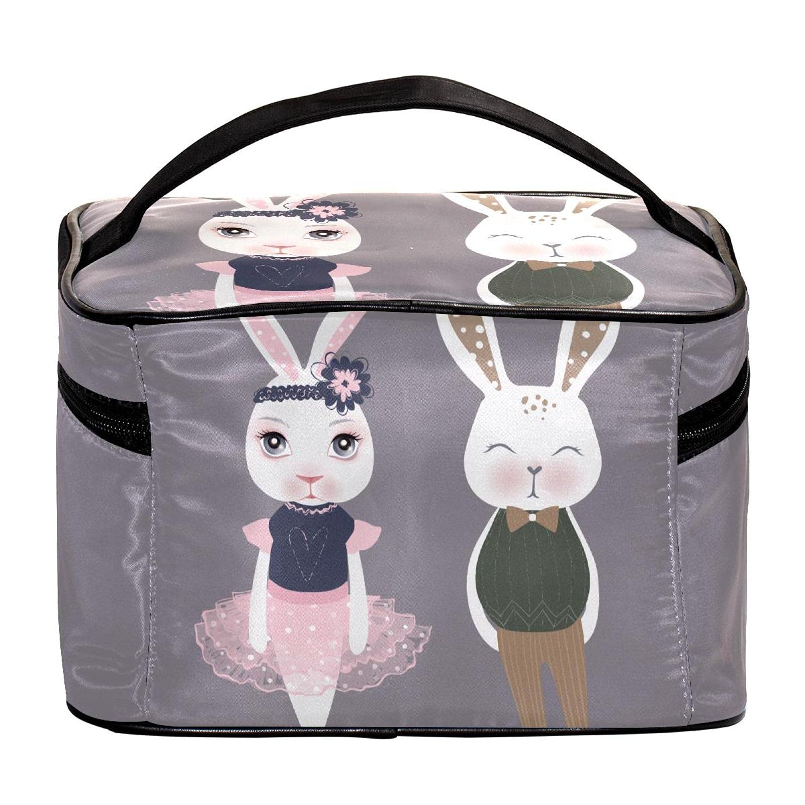 Ballet Rabbit Gentle Bunny Travel Makeup Bag - Large Cosmetic Organizer with Zipper for Women & Girls | Perfect for Travel, Gym, and Daily Essentials Storage