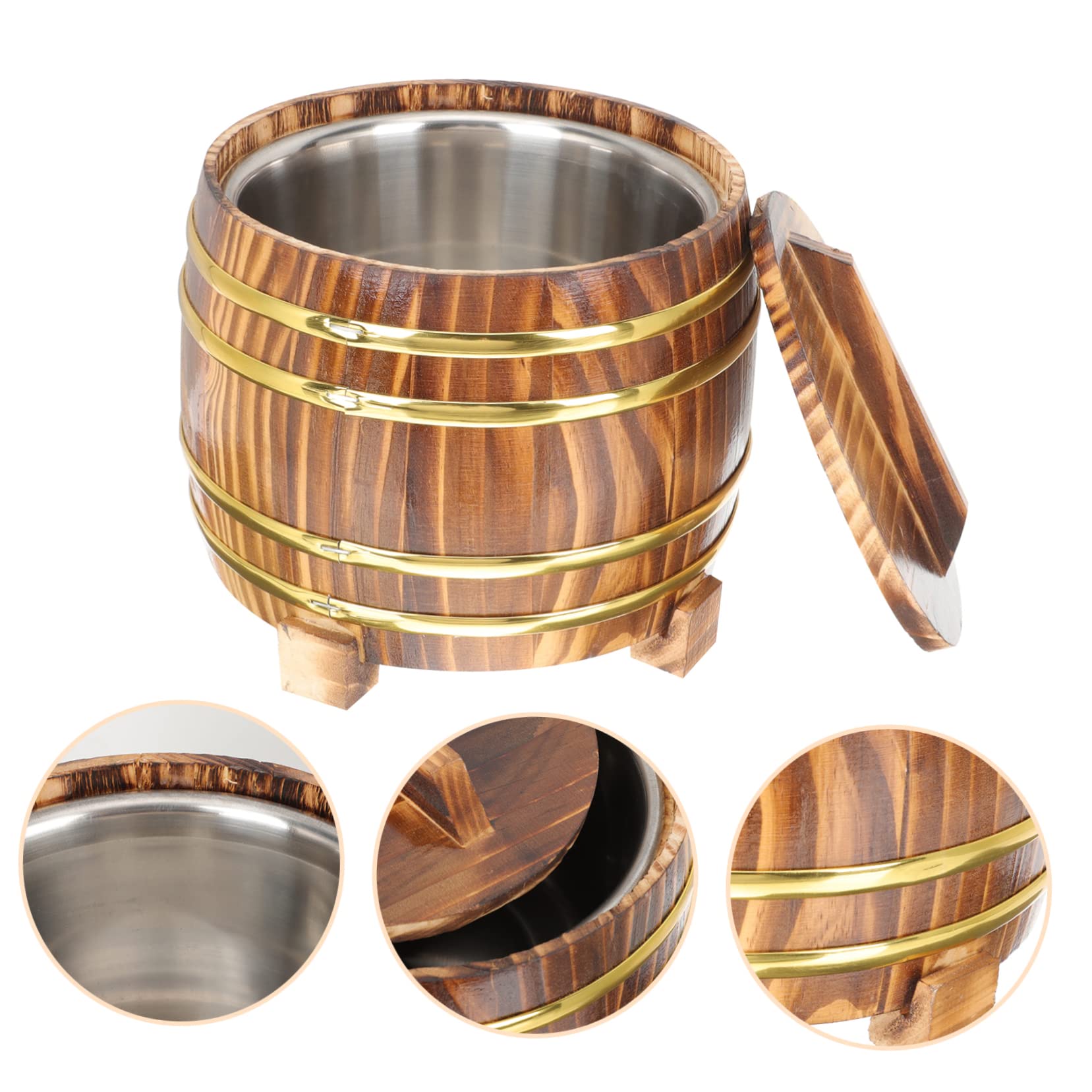 Premium Wooden Rice Steamer Set with Lid - Sushi Rice Bucket, Salad Bowl & Cooking Container for Arborio, Steamed Rice & Wasabi Powder | Perfect for Japanese Cuisine, Meal Prep & Kitchen Storage
