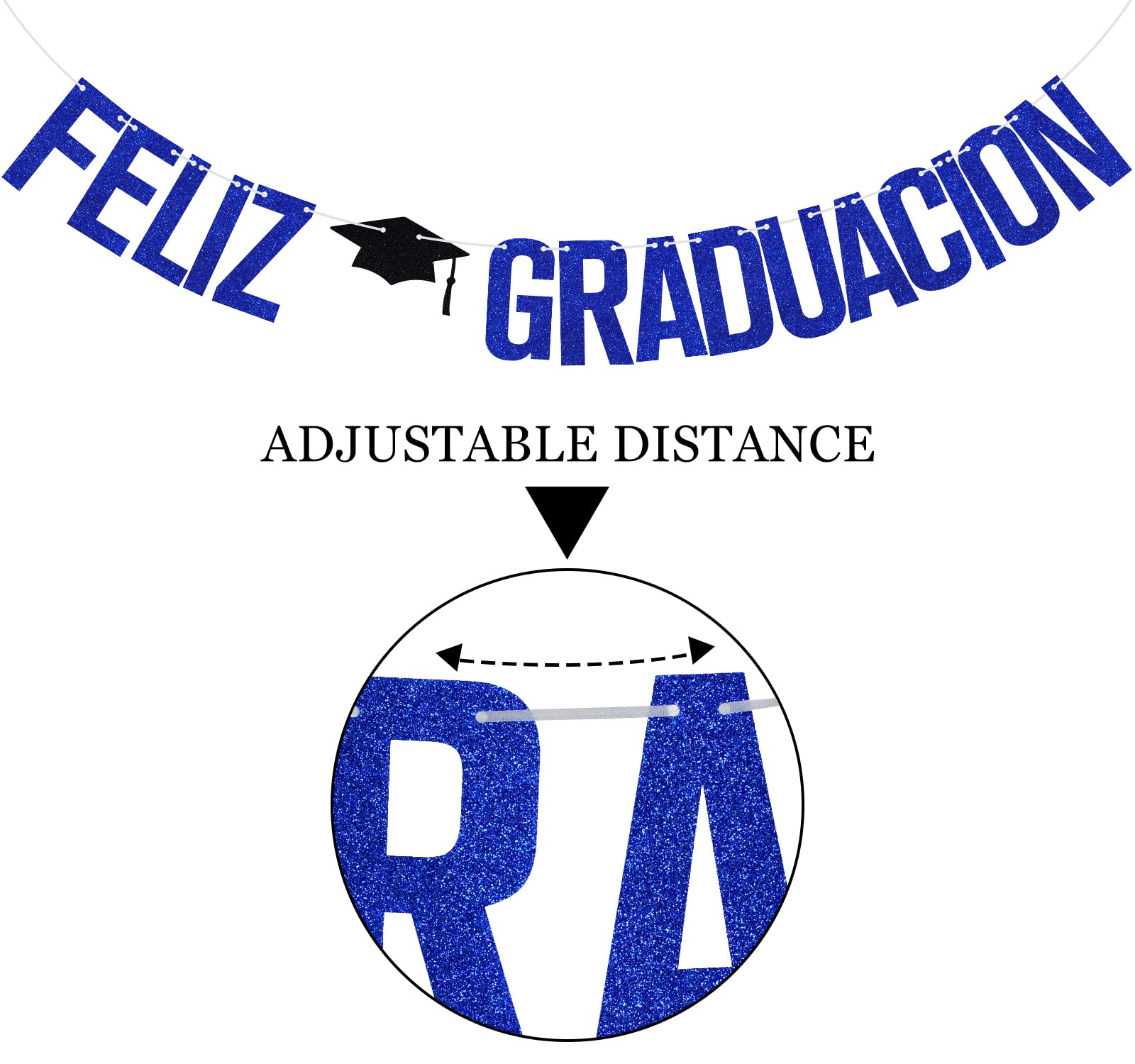 2025 Graduation Banner - Spanish Feliz Graduacion Decorations, Blue Glitter Congrats Grad Party Supplies for Class of 2025 | Perfect for Graduation Ceremonies, Parties & Photo Backdrops