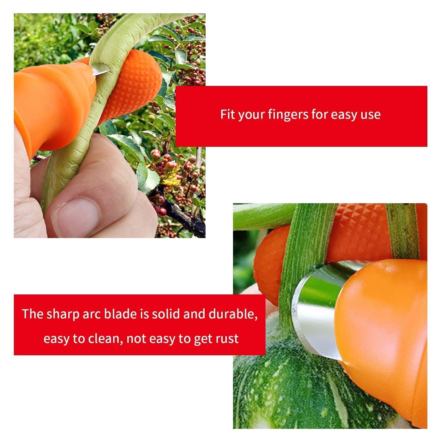 Cyrox Garden Fruit & Vegetable Picking Thumb Knife - Stainless Steel Kitchen Knife Set with Garlic Peeler - Perfect for Harvesting, Cooking & Food Prep at Home