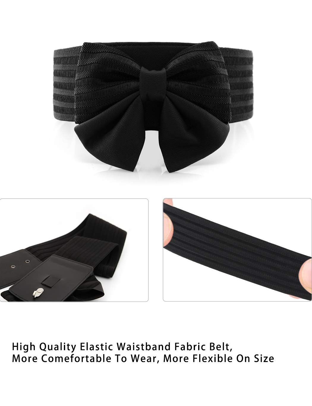 Women's Cute Bow Wide Elastic Waist Belt - Fashionable Stretchable Dress Accessory for Dresses, Skirts & Outfits | Perfect for Weddings, Parties & Everyday Wear