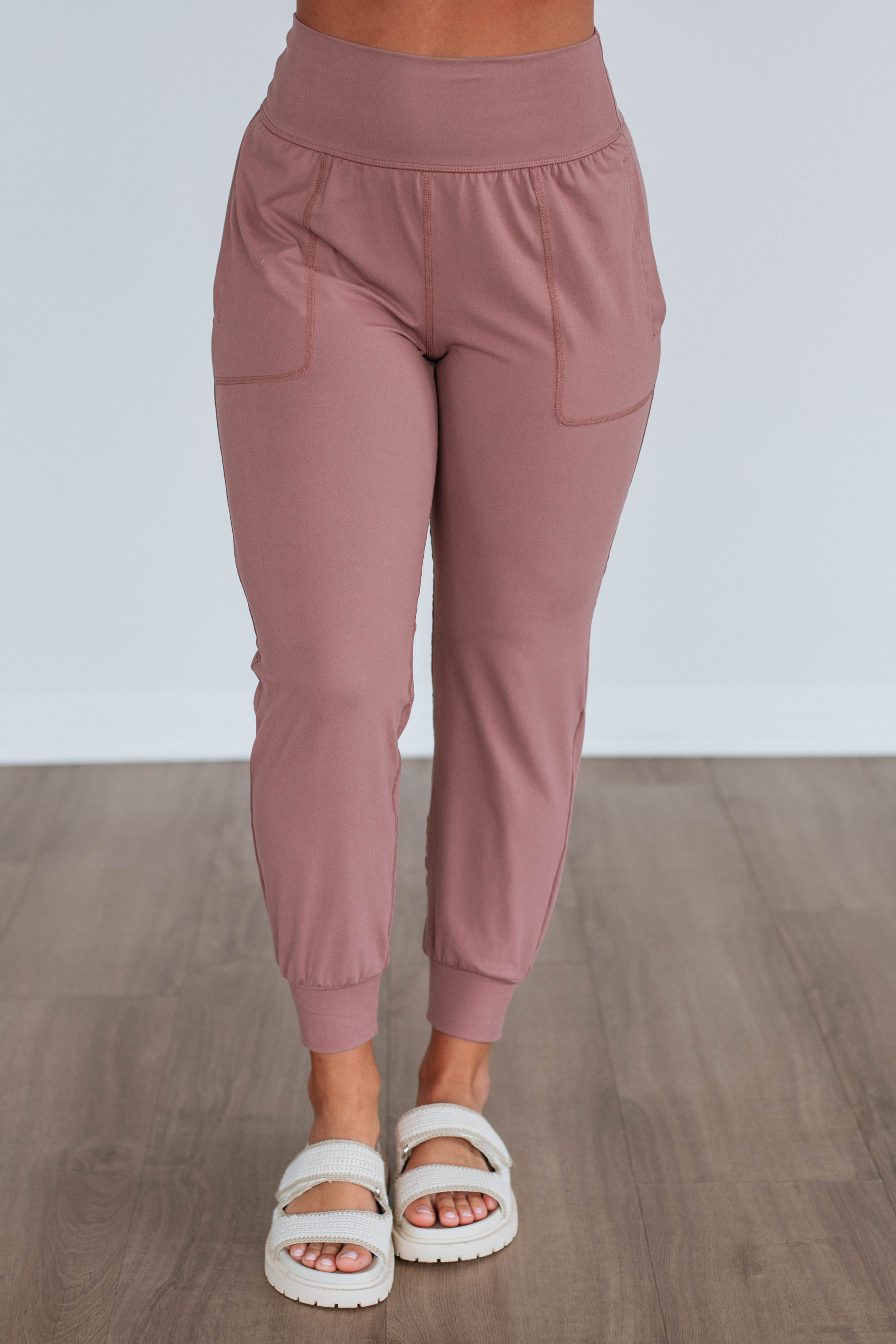 Cloud Nine Joggers for Women - Soft High Waisted Lounge Pants in Dusty Mauve | Comfortable Yoga Pants for Home, Workout & Casual Wear