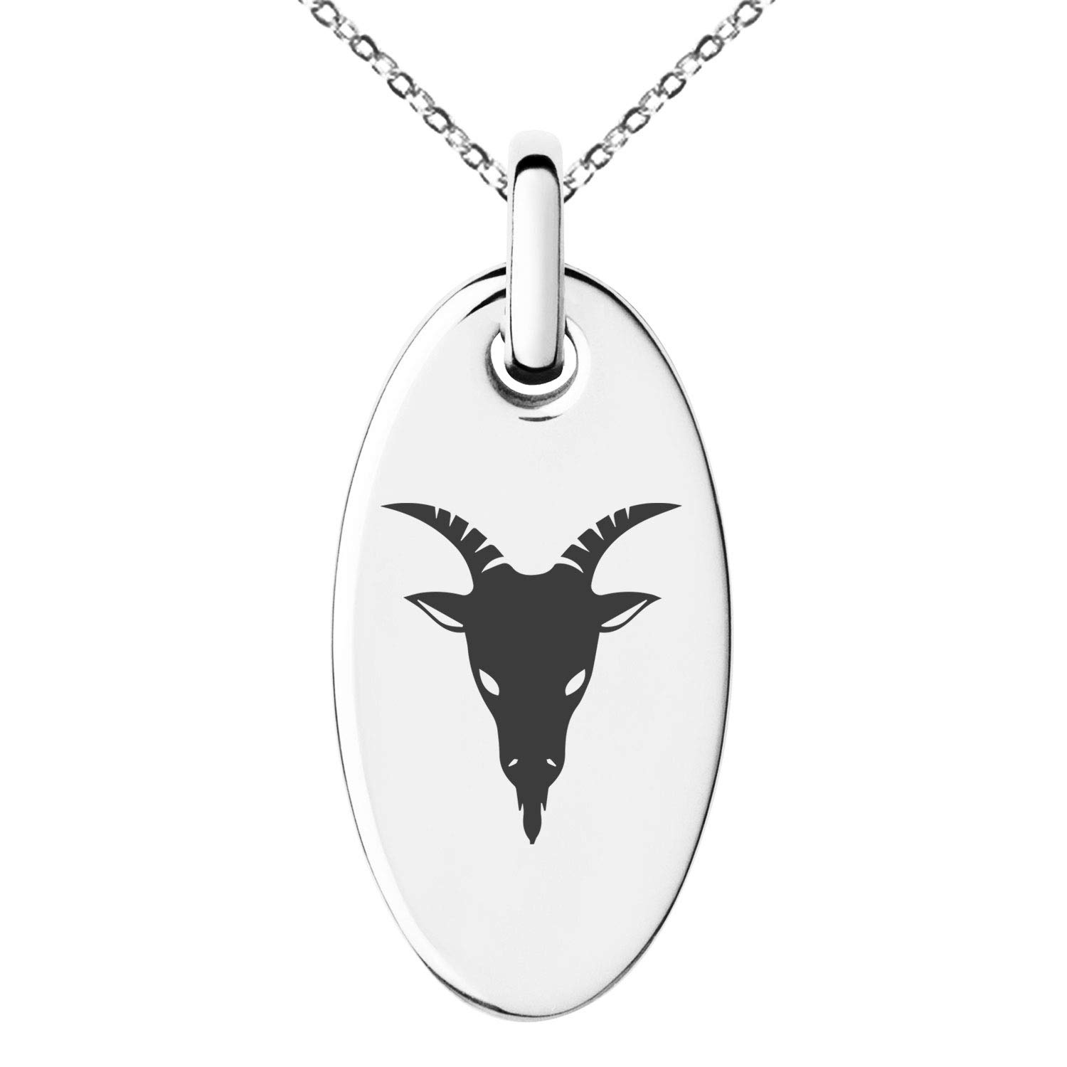 Stainless Steel Goat Charm Pendant Necklace - Small Oval Animal Jewelry for Women, Gift for Capricorn Zodiac, Birthday & Everyday Wear