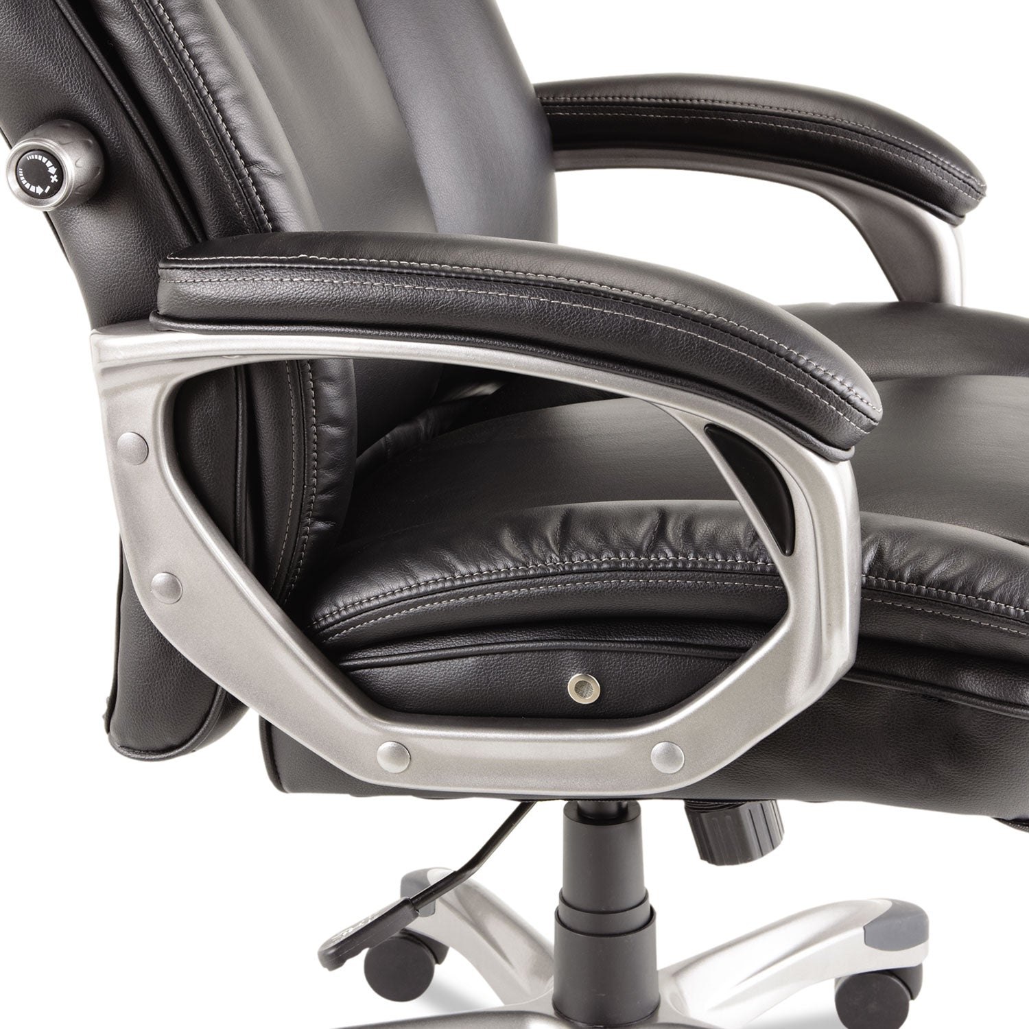 Alera Veon Series Executive High Back Bonded Leather Office Chair - 275 lb Weight Capacity - Black Seat & Graphite Base - Ergonomic Support for Home & Business Workspaces