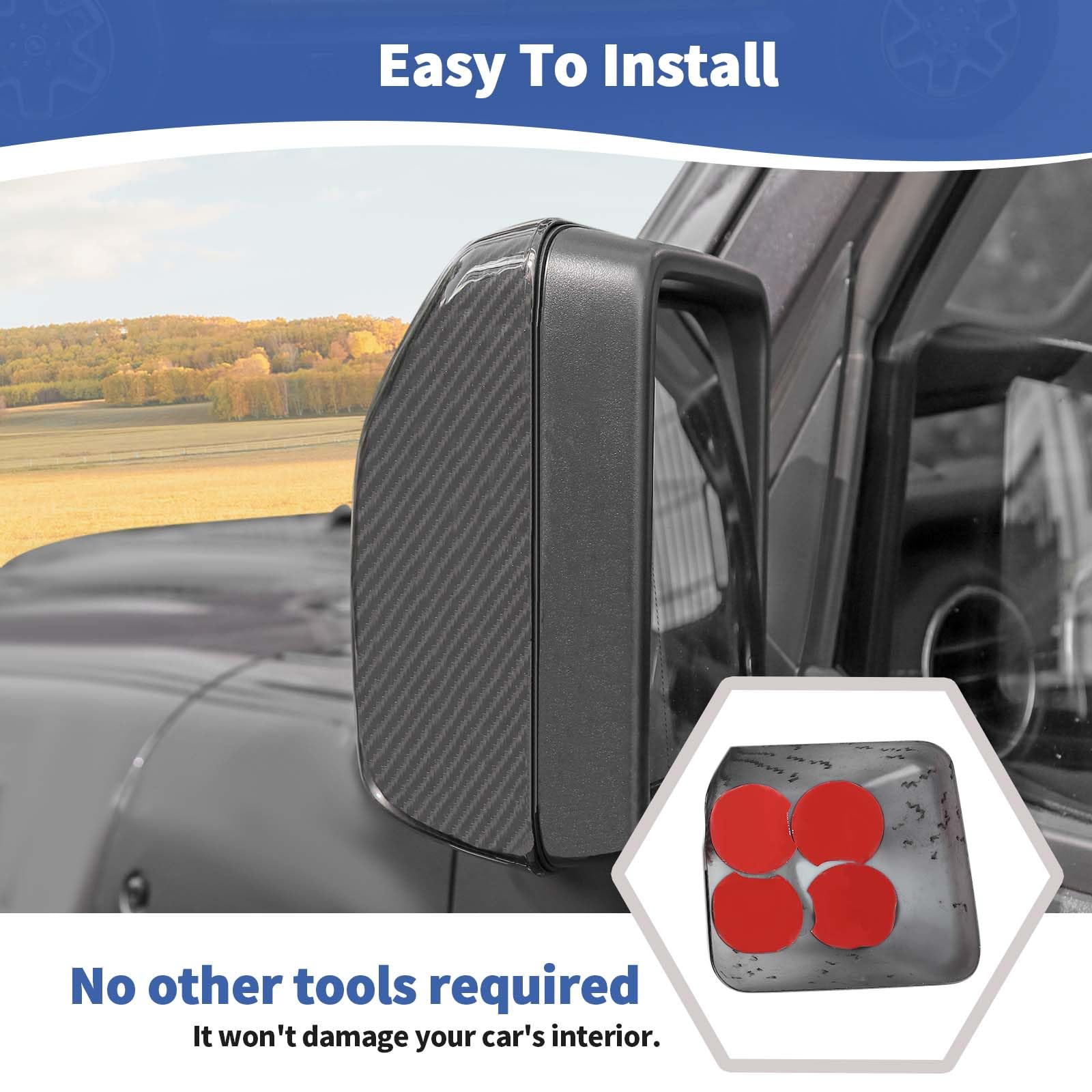 Carbon Fiber Side Mirror Cover Trim for Jeep Wrangler JL/JLU & Gladiator JT (2018-2024) - 2pcs - Durable Exterior Accessories for Off-Road & Urban Driving
