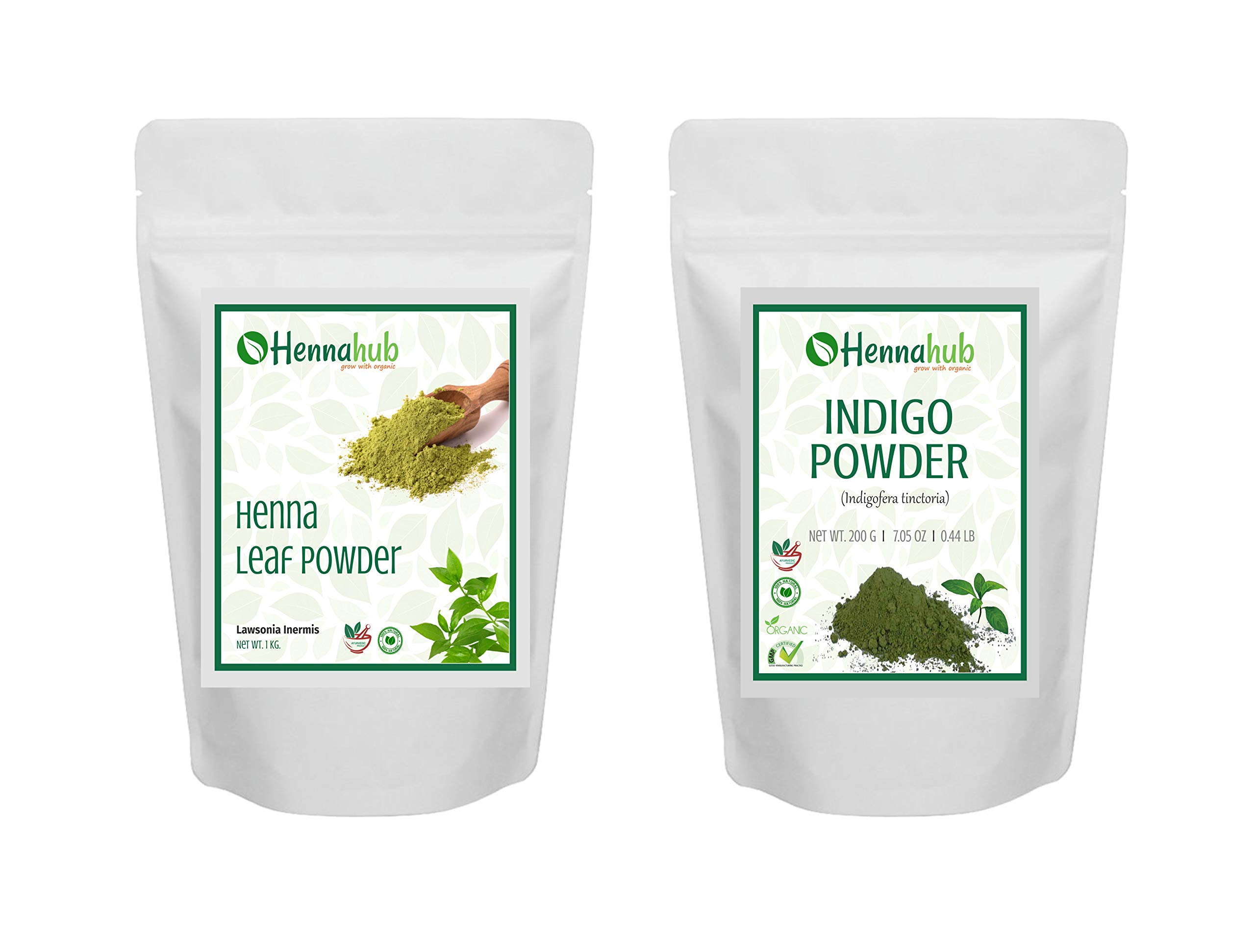 Natural Henna Powder 1KG + Indigo Powder 200g for Hair Coloring | 100% Organic Herbal Hair Dye for Gray Coverage & Conditioning | Perfect for DIY Hair Care at Home & Salon Use