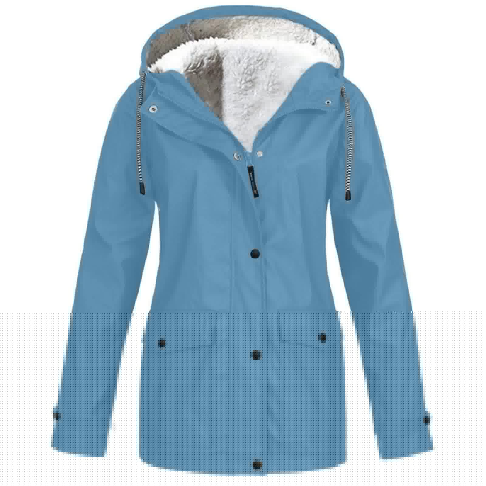 Women's Waterproof Winter Raincoat with Furry Sherpa Lining - Fleece-Lined Ski Jacket for Hiking & Outdoor Activities | Warm Windproof Coat for Snow, Rain & Cold Weather