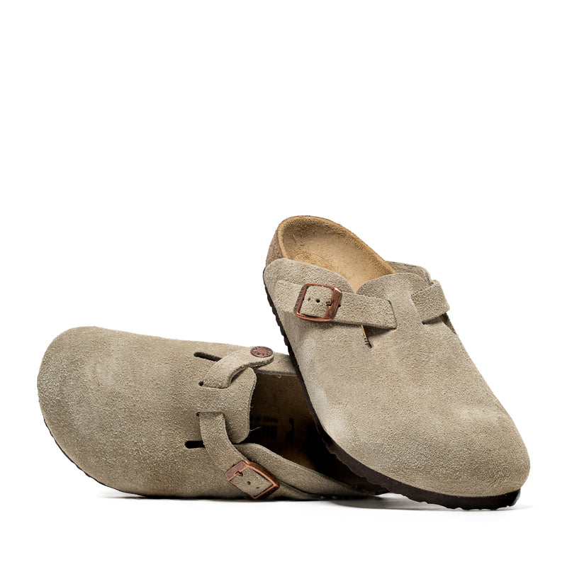 Birkenstock Boston Suede Unisex Clogs - Comfortable Soft Footbed Sandals for Men & Women | Perfect for Home, Office & Casual Wear | Taupe Color