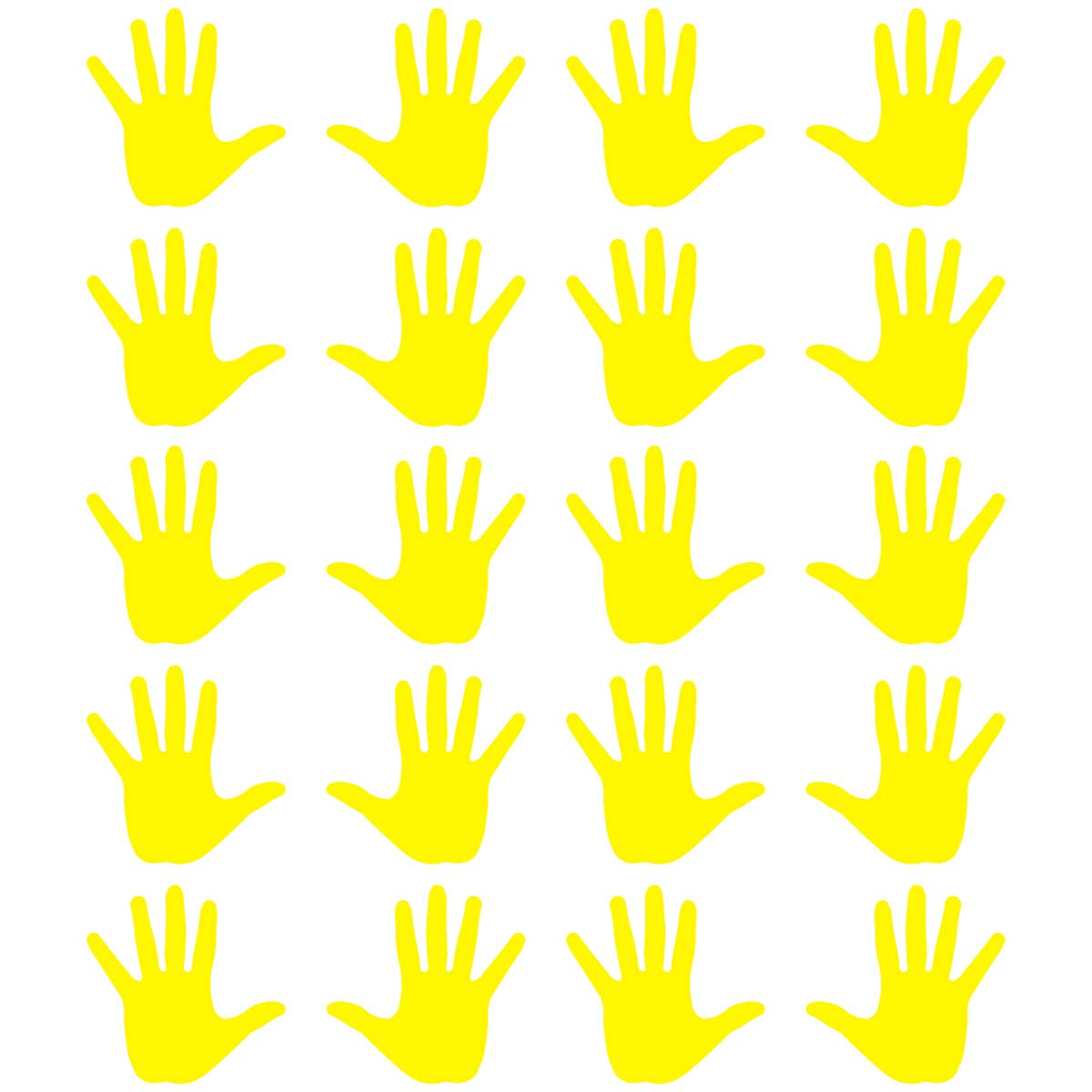 VWAQ Handprint Wall Decals - 20 Pack Peel and Stick Removable Wall & Floor Stickers for Kids Room Decor (Yellow) - Perfect for Nursery, Playroom & Classroom Decoration
