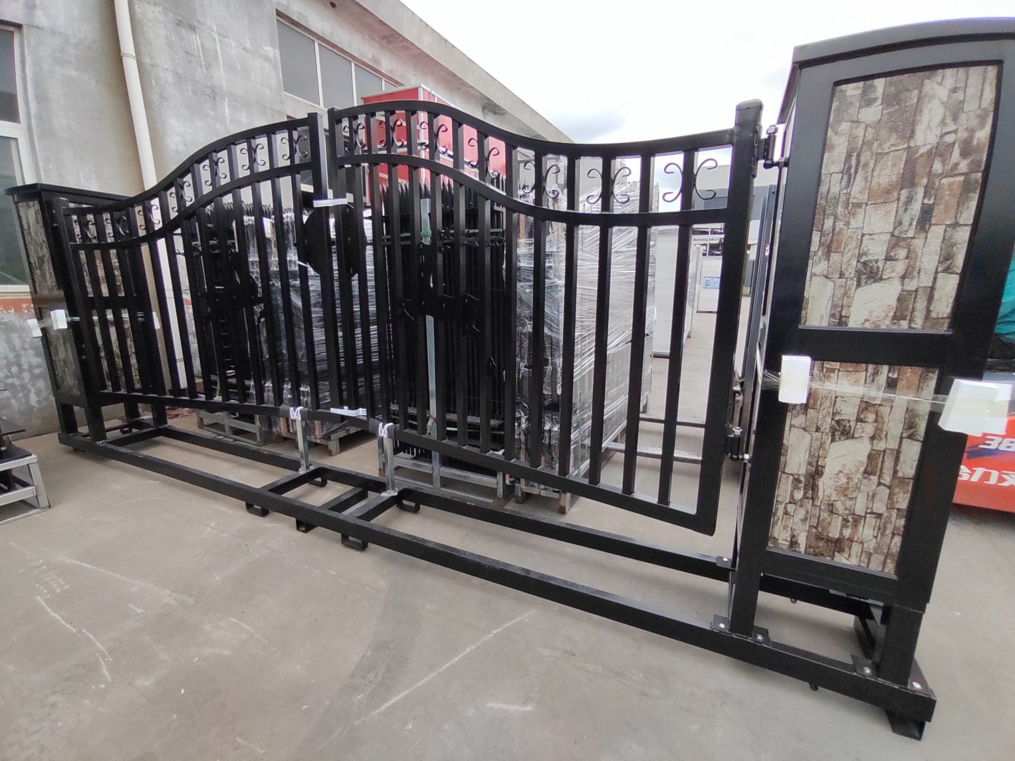20 FT Bi-Parting Wrought Iron Farm Gate - Heavy Duty Driveway Entrance for Rural Properties | Perfect for Farms, Ranches & Estate Security