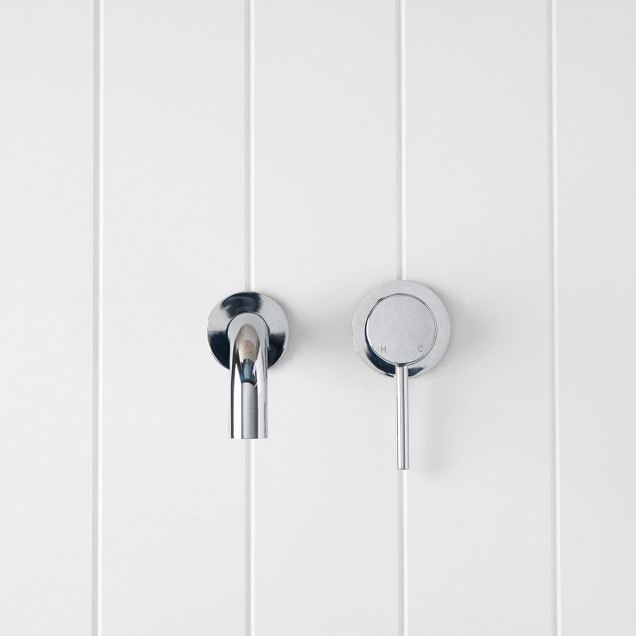 Sydney Wall Spout with Mixer in Chrome - Modern Bathroom Faucet for Sink and Vanity, Perfect for Home and Hotel Renovations