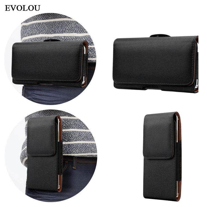Magnetic Vertical Leather Waist Bag for iPhone 12 - Crossbody Phone Pouch with Secure Magnetic Closure | Perfect for Travel, Hiking & Everyday Use