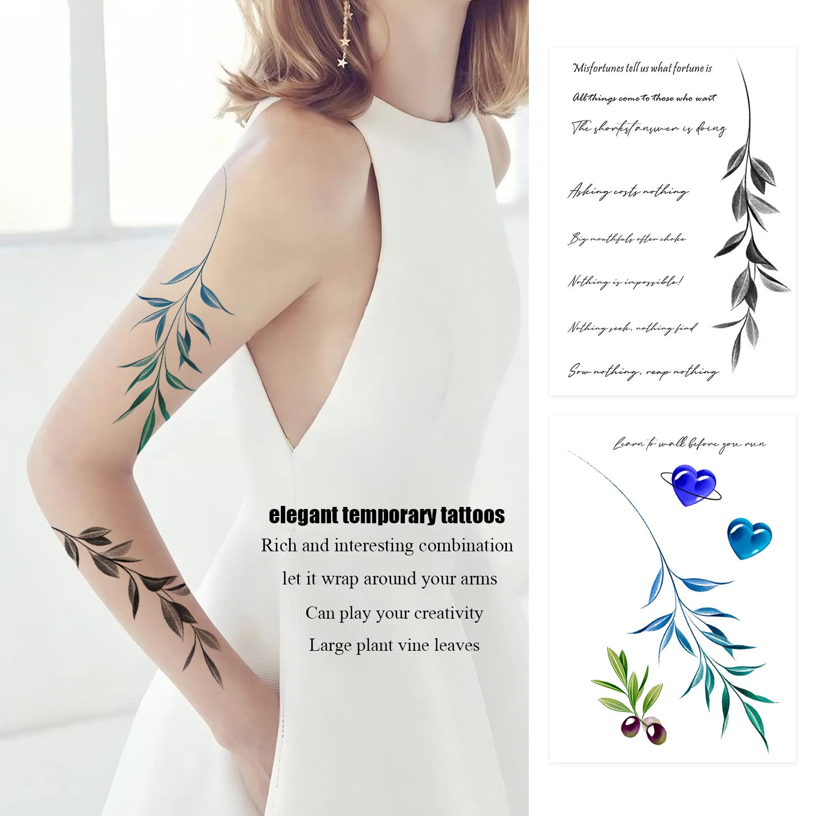 ROARHOWL Inspirational Temporary Tattoos - Bible Verses, Proverbs & Religious Quotes - Fake Tattoo Kit for Women & Men (Design 4) - Perfect for Parties, Festivals & Spiritual Inspiration