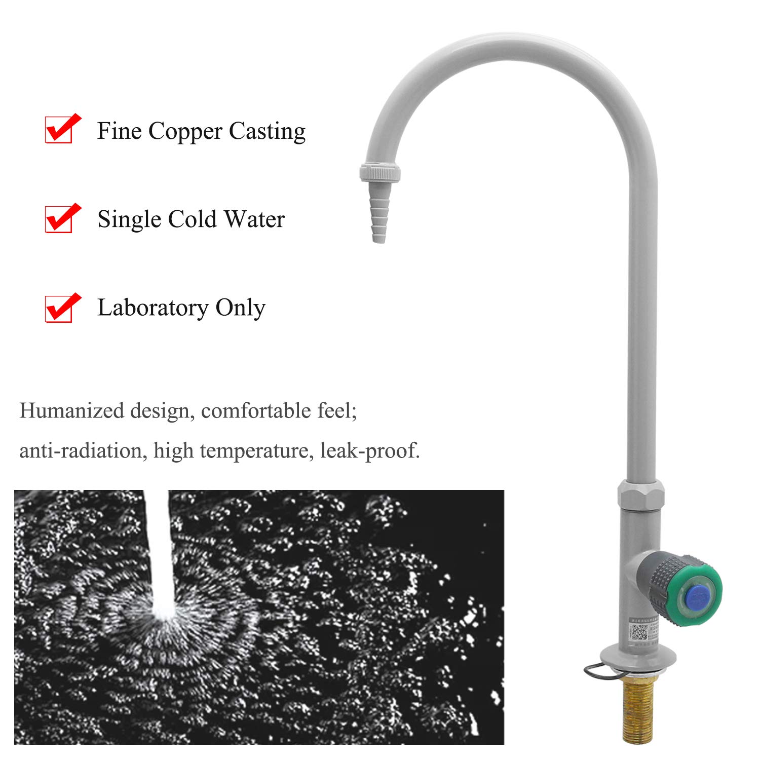 CGOLDENWALL Lab Faucet - Copper Single Nozzle Laboratory Sink Faucet for Science Labs, Hospitals & Schools (1112 Grey) - Durable & Corrosion-Resistant for Daily Lab Use