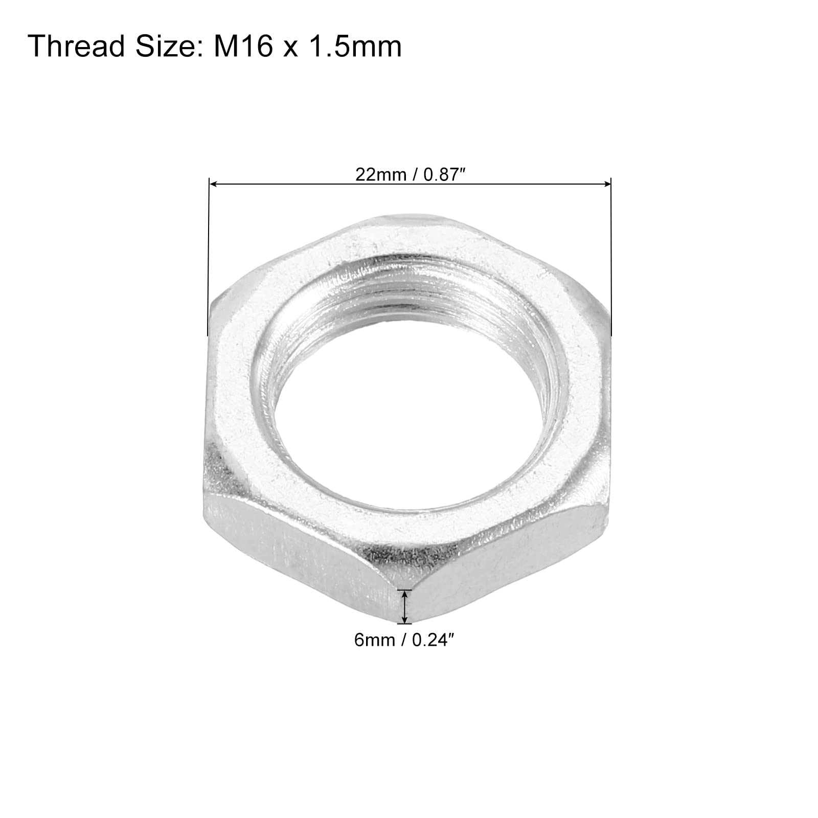 PATIKIL M16 x 1.5 Steel Hex Nuts - 10 Pack Metric Thread Zinc Plated Fasteners (6mm Height) - Ideal for Automotive, Machinery & DIY Projects