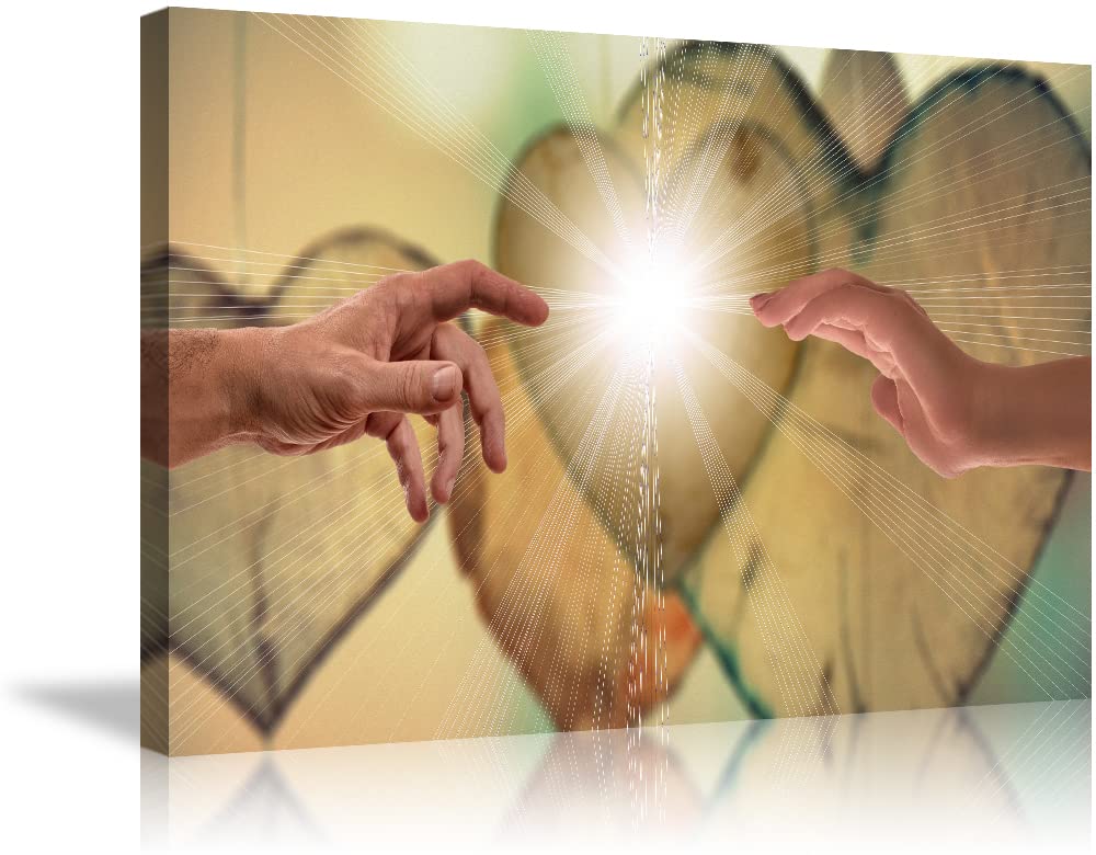Hands of God & Heart of Jesus Canvas Wall Art - Christian Religious Decor for Bedroom, Living Room, Office - Ready to Hang (28x40 Inches) - Perfect for Prayer Spaces, Church Gifts & Spiritual Home Decor