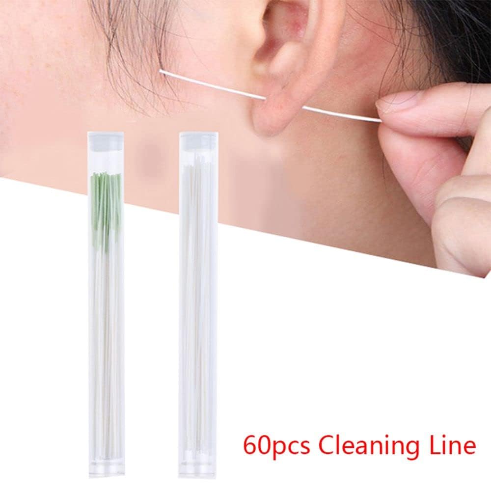 White Ear Piercing Cleaner Solution - Gentle Earring Hole Floss for Aftercare & Nourishment | Hypoallergenic Piercing Care for Women | Tattoo & Body Jewelry Supplies | Perfect for Daily Hygiene & Fresh Piercing Maintenance