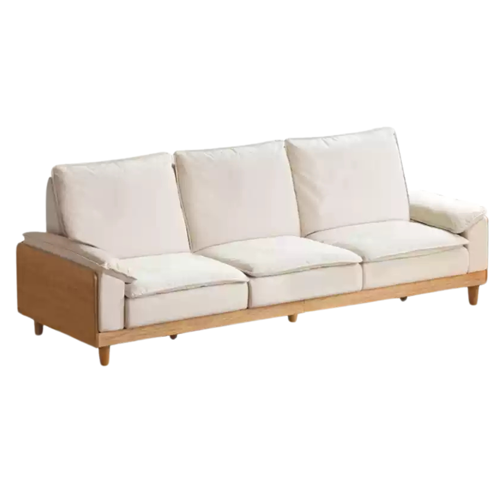 96.8x38.9x37.4 inch / 246x99.7x95cm / Natural wood color / red oak sofa imitation cotton and linen pear white