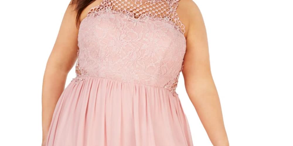 Plus Size Embellished Crochet Evening Dress for Women - Pink Formal Gown Size 18W | Perfect for Weddings, Galas & Special Occasions