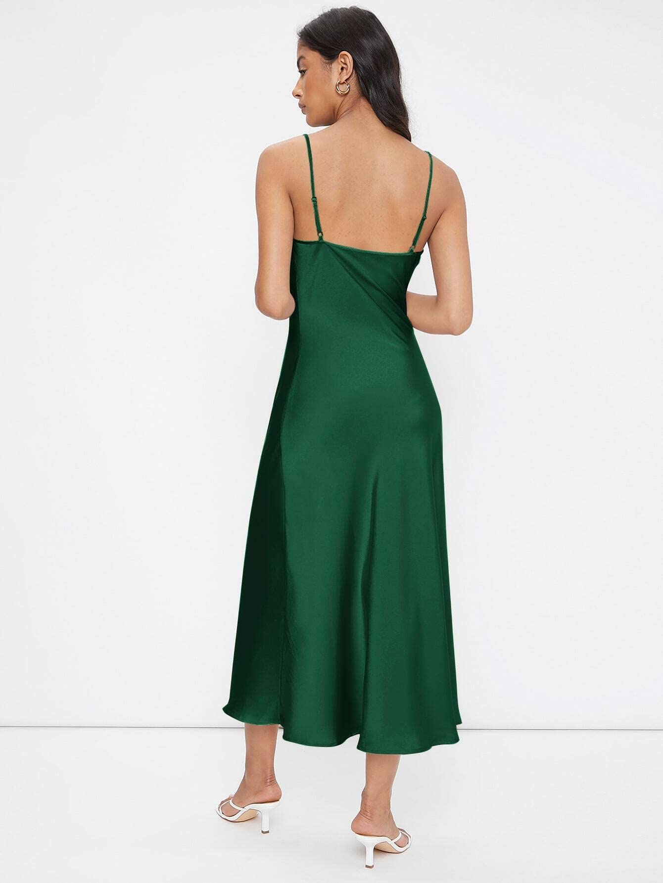 Women's Summer Cowl Neck Solid Slip Dress - Beach Party & Casual Wear - Perfect for Vacations, Date Nights & Outdoor Events