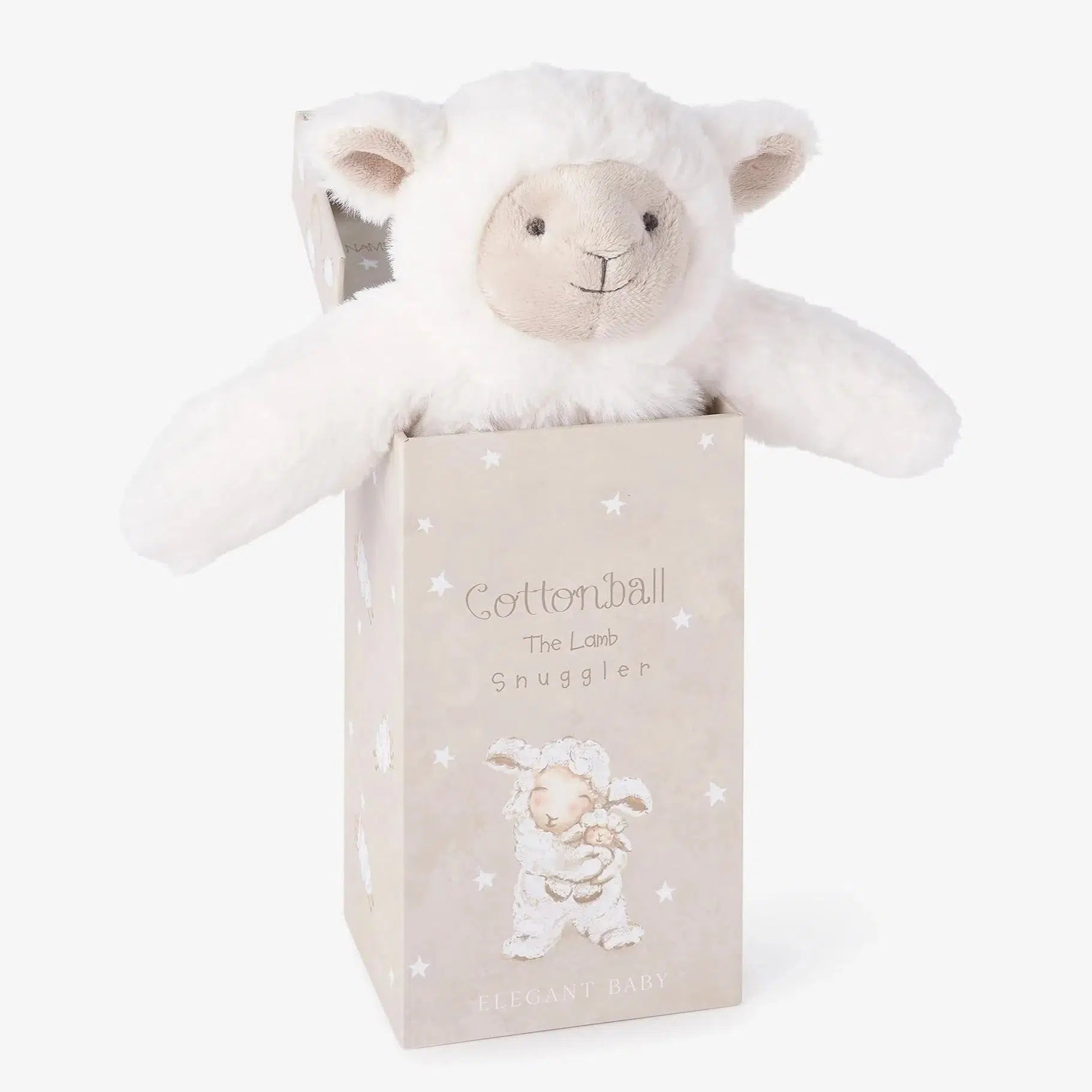 Elegant Baby Boxed Snuggle Lovey - Soft Cottonball Lamb Plush Toy for Newborns & Toddlers | Perfect for Cuddling, Nursery Decor, and Baby Shower Gifts