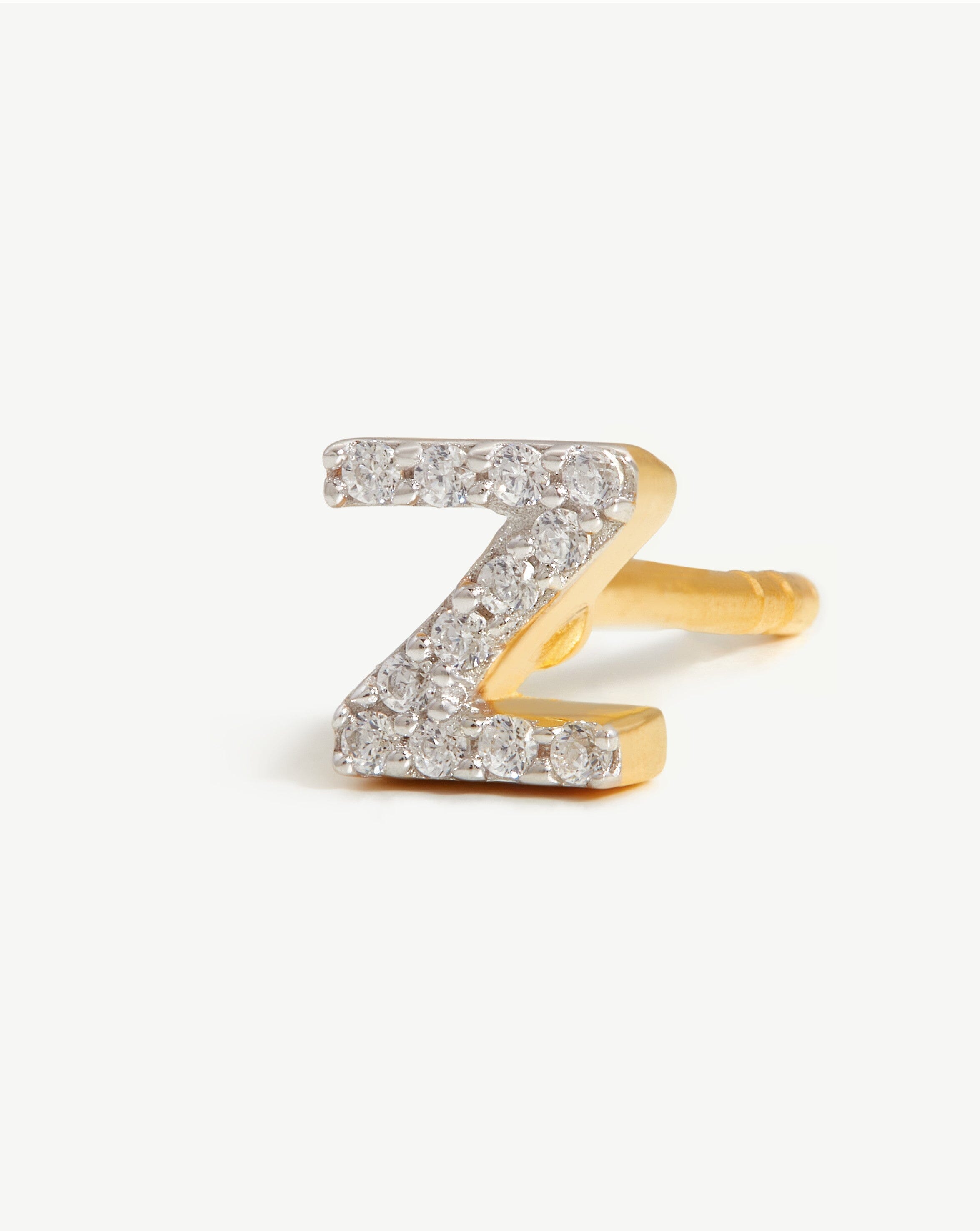 Pave Initial Single Stud Earring - 18k Gold Vermeil & Cubic Zirconia Monogram Jewelry | Personalized Gift for Women, Birthday, Anniversary | Elegant Everyday Wear & Special Occasion Accessory