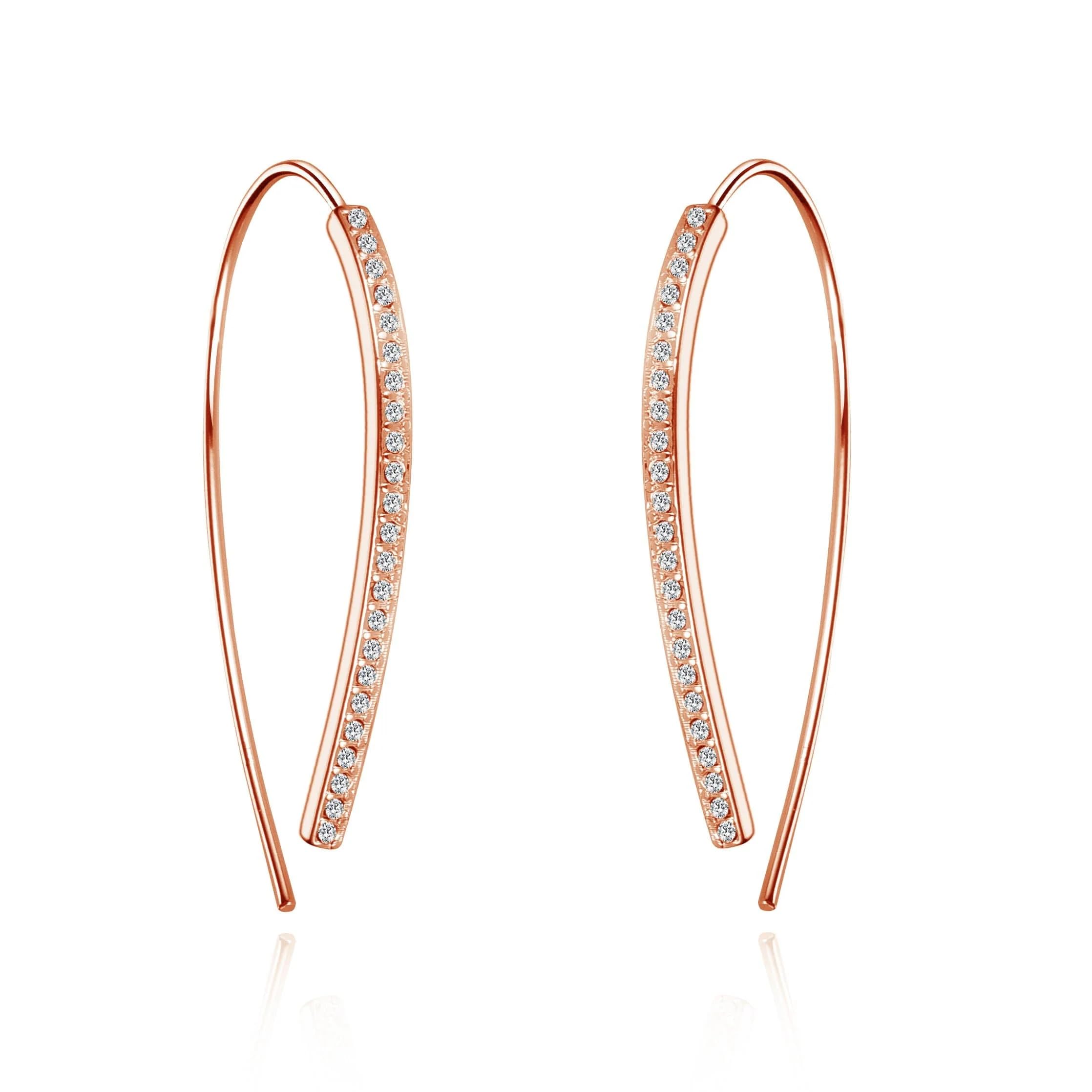 Rose Gold Plated Zirconia Thread Earrings for Women - Elegant Party Jewelry