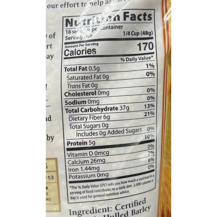 Organic Hulled Barley Non-GMO - 2lb Bulk Bag (Pack of 10) | Perfect for Soups, Stews, Baking & Healthy Meal Prep