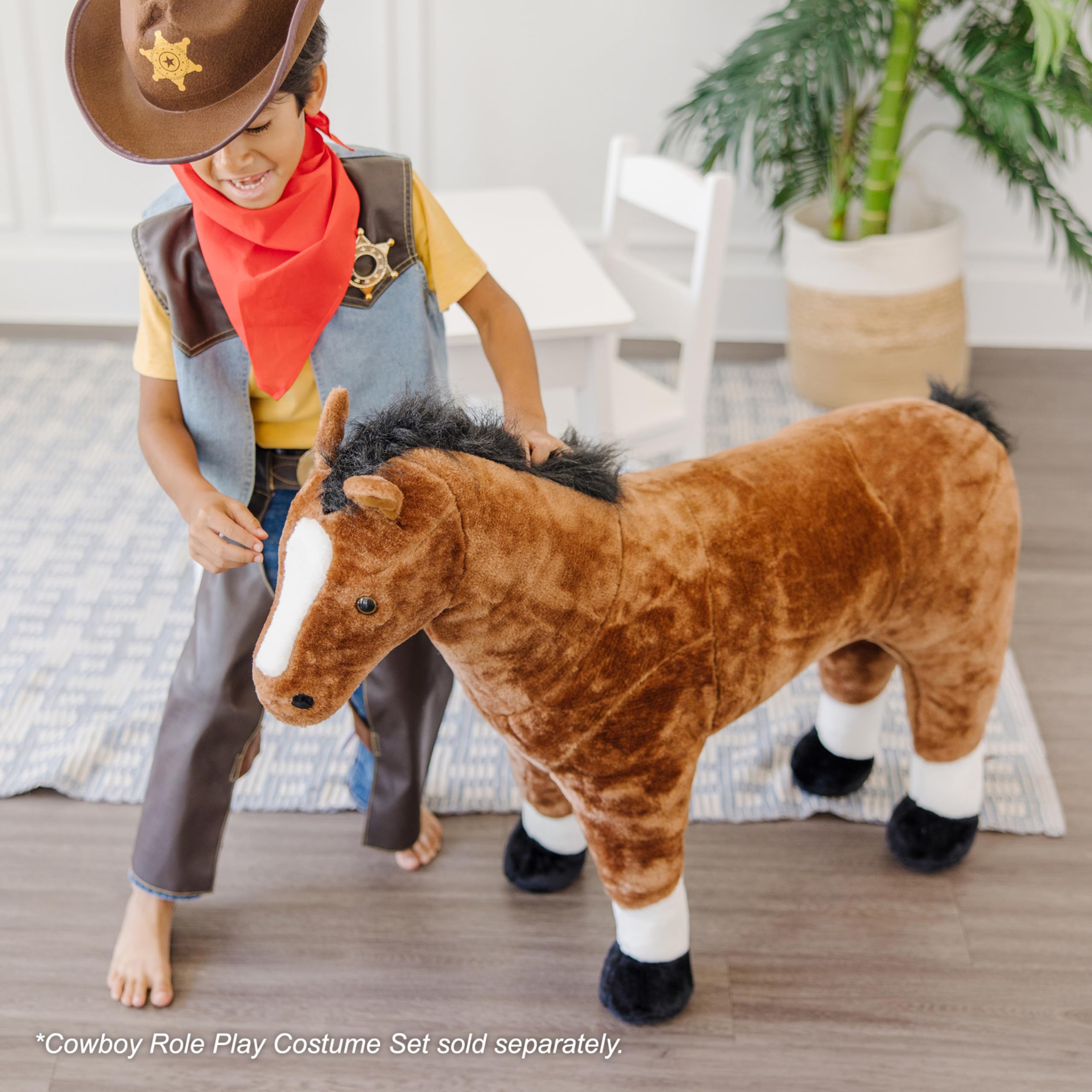 Melissa & Doug Giant Horse Plush Toy - Lifelike Stuffed Animal (36 Inches Tall) for Kids' Room Decor, Nursery, and Playtime Adventures
