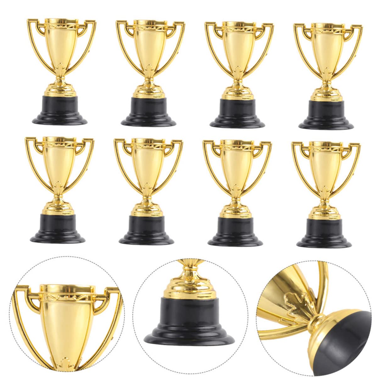 NULYLU 16pcs Small Plastic Trophies for Kids - Soccer & Piston Cup Reward Toys - Perfect for Birthday Parties, Classroom Prizes & Sports Awards
