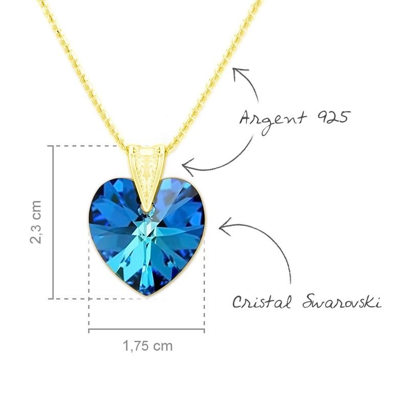 24K Gold Heart Pendant Necklace Set - Bermuda Blue Jewelry for Women, Perfect Gift for Valentine's Day, Anniversary & Special Occasions