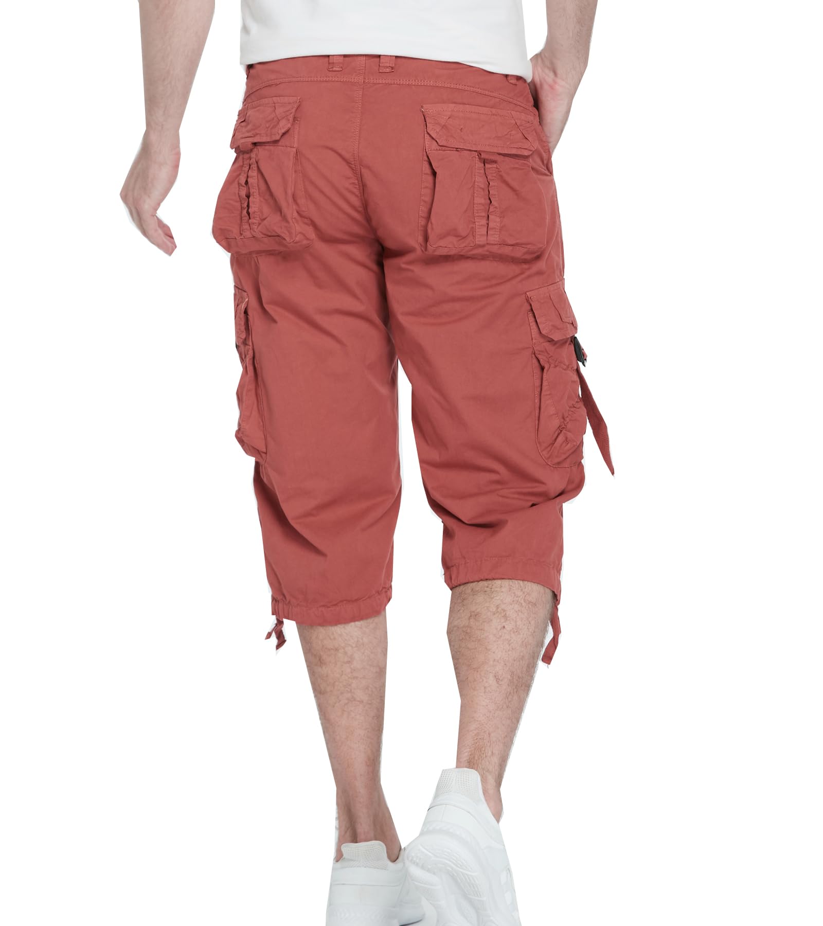 Men's 3/4 Length Cargo Shorts - Below The Knee Stretch Comfort Fit Outdoor Hiking & Summer Casual Wear