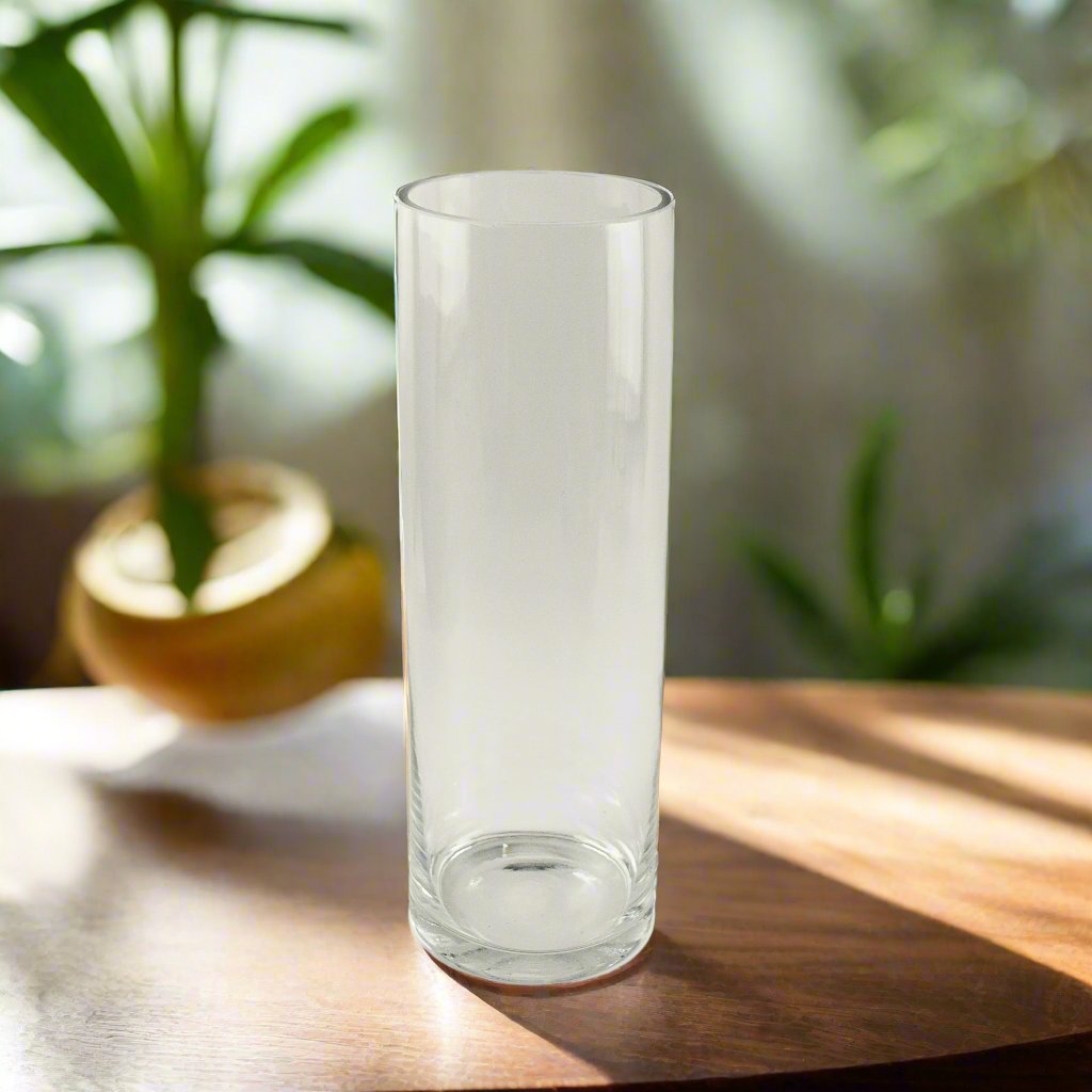 12x4 Clear Glass Vase for Flowers - Modern Cylinder Centerpiece for Home Decor, Weddings & Events