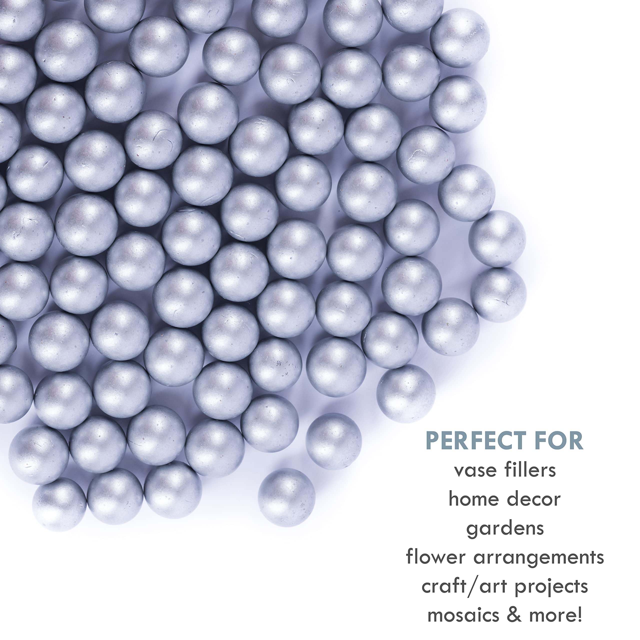 Galashield Silver Glass Marbles for Vases - 1lb Bulk Vase Fillers (80pcs) | Decorative Round Glass Beads for Home Decor, Wedding Centerpieces & Floral Arrangements