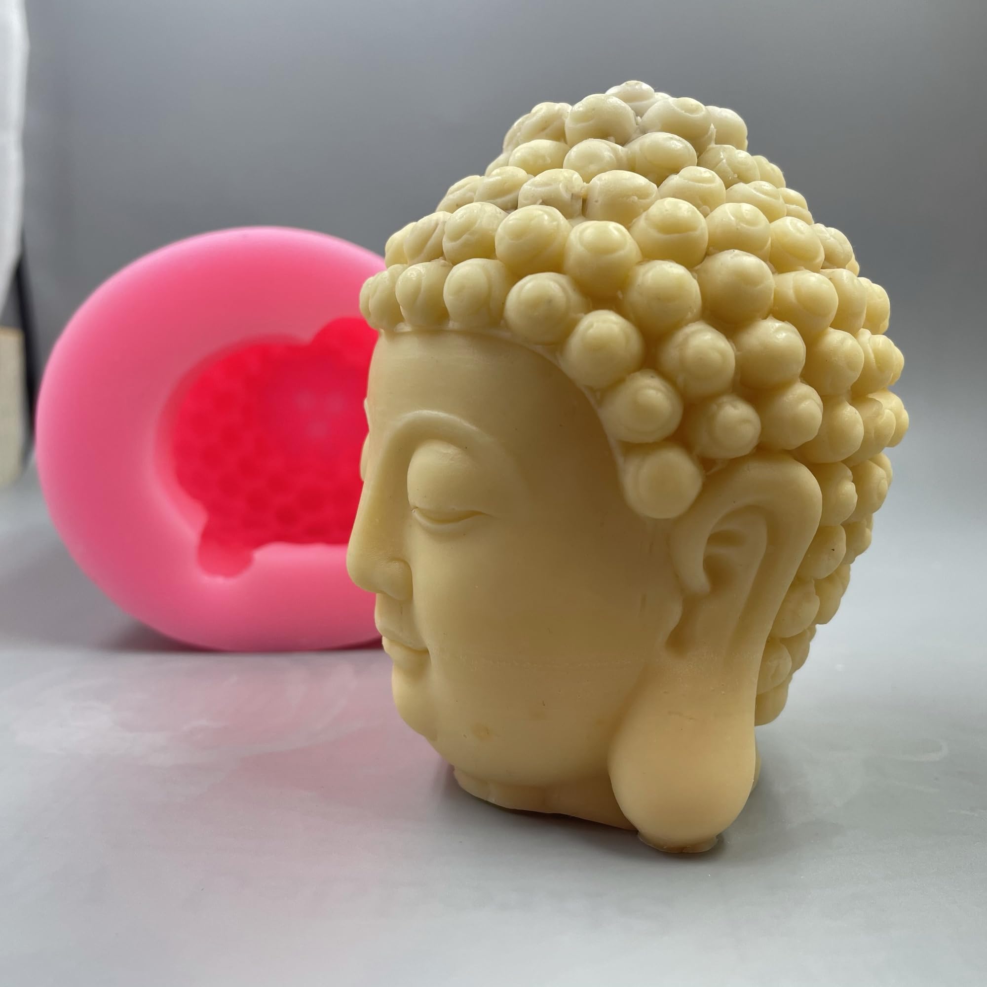 Large Buddha Head Candle Mold - Scented Wax & Aroma Gypsum Resin Craft Decor Silicone Molds for DIY Candle Making - Perfect for Home Decor, Meditation Spaces, and Spiritual Gift Giving