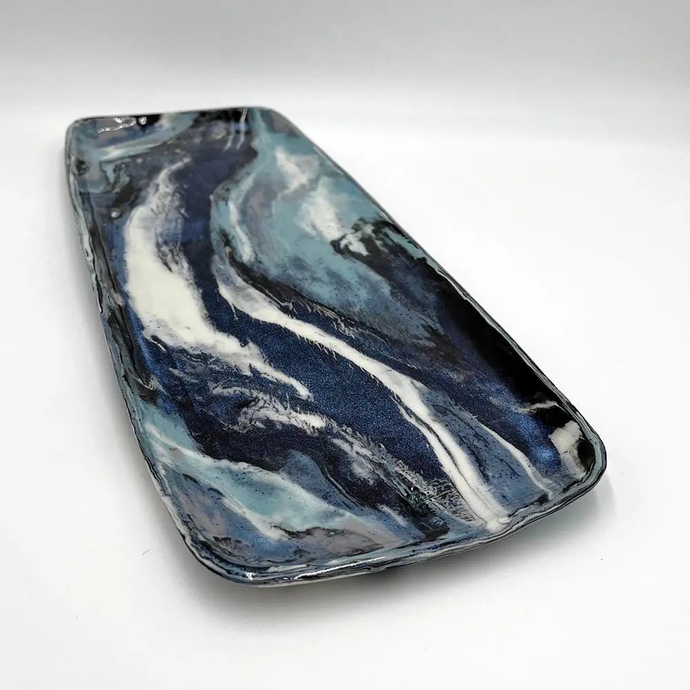 Premium Marbled Porcelain Stoneware 19-Inch Serving Platter - Elegant Ceramic Dish for Entertaining, Dinner Parties & Holiday Gatherings