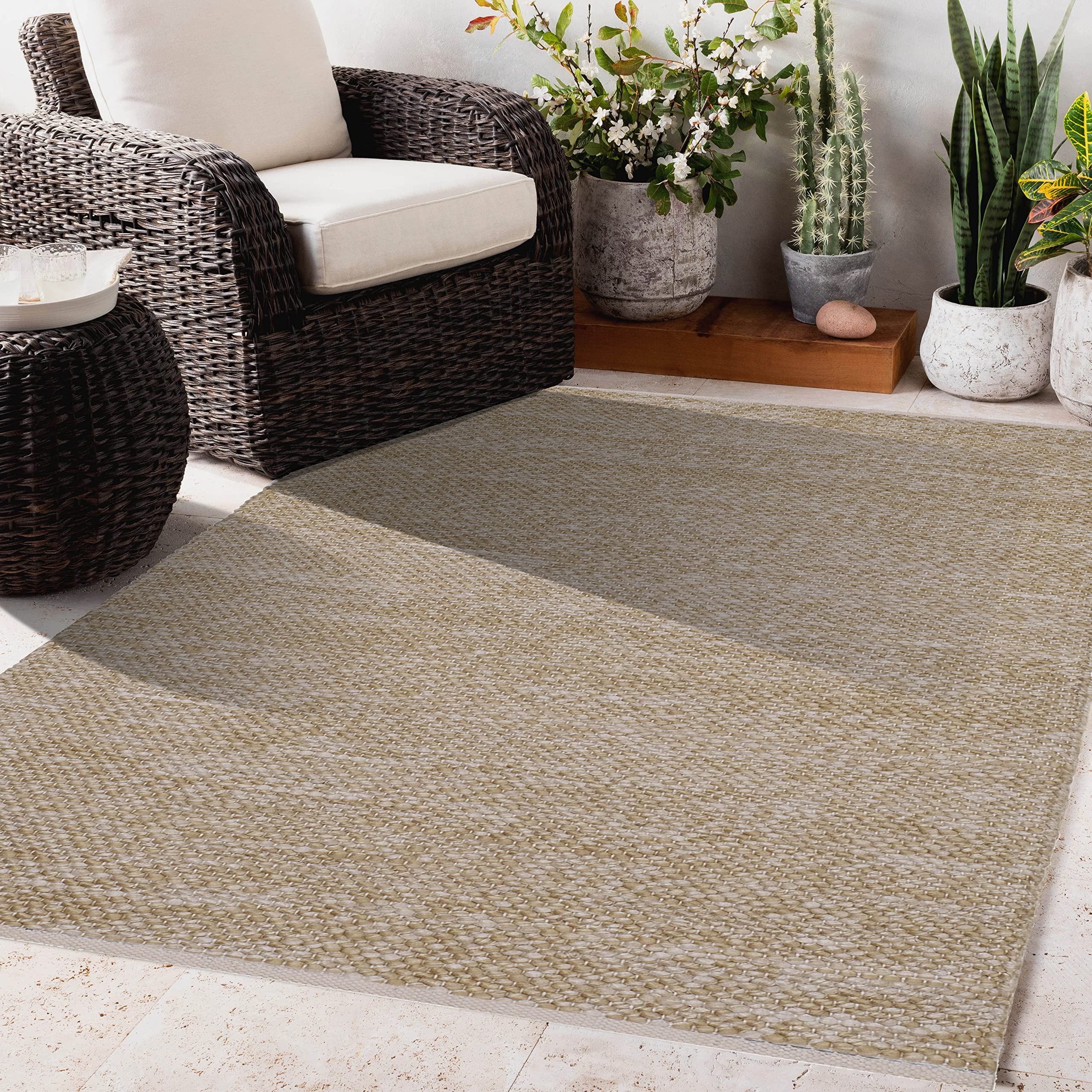 Fab Habitat Machine Washable Area Rug - Hand Woven Stain Resistant Pet Friendly Runner - Premium Recycled Polyester Yarn Solid Design - 2.5x8 ft Sand Color - Perfect for Kitchen Hallway Entryway & High Traffic Areas - Biltmore Collection