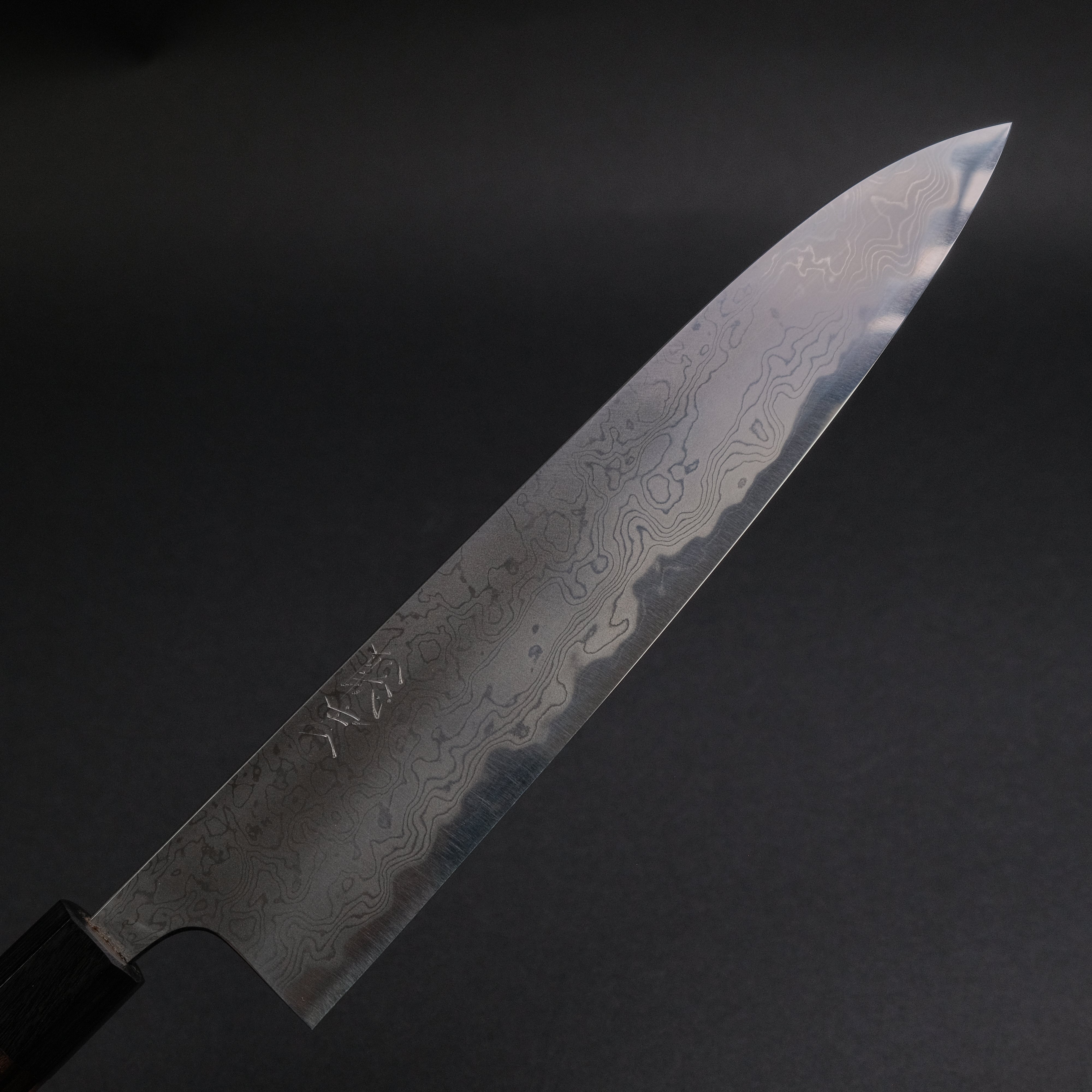 Premium Toshihiro Wakui Damascus Blue #2 Gyuto Japanese Chef Knife 240mm with Ebony Handle - Perfect for Sushi, Meat Slicing & Professional Kitchen Use