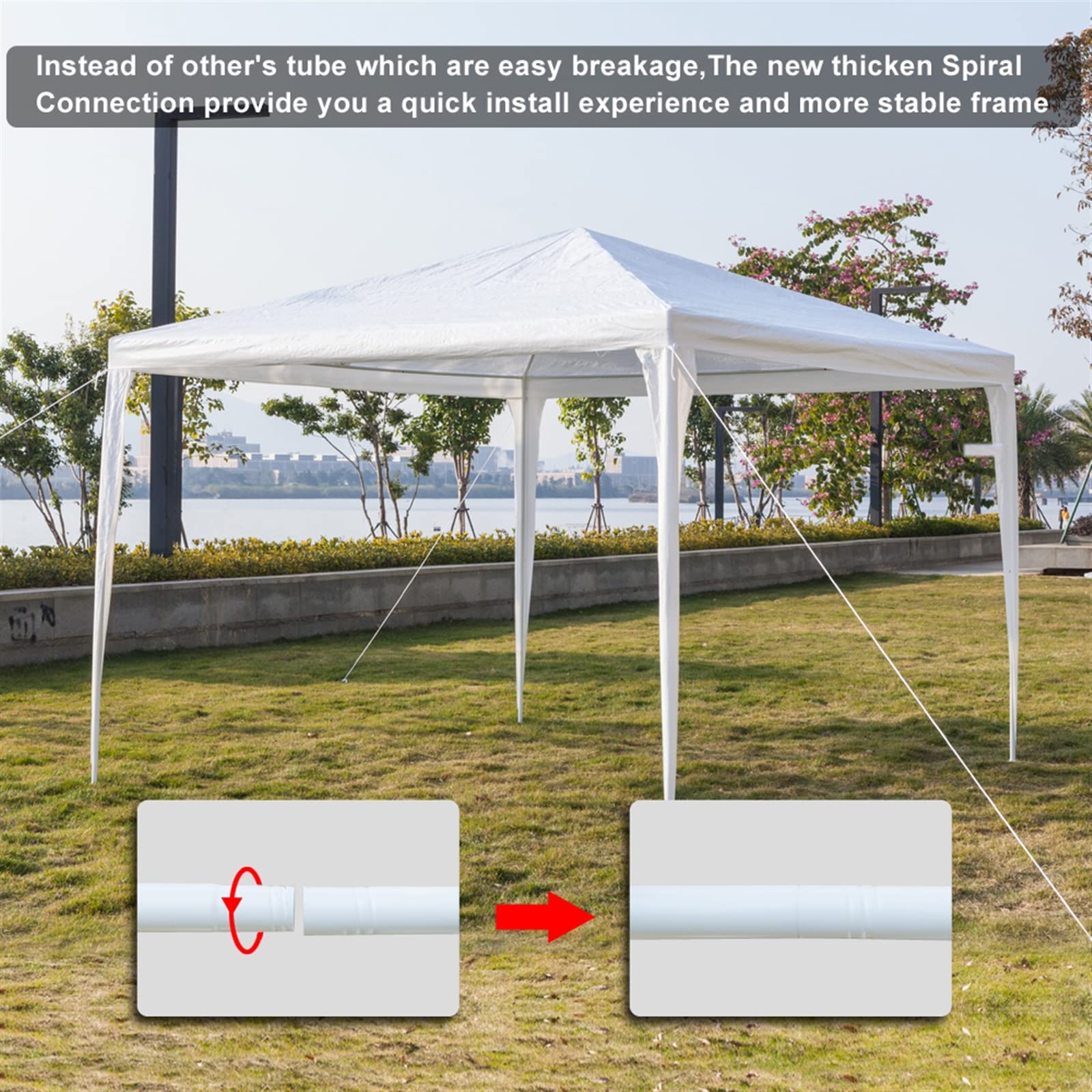 VERYKE 10'x30' White Waterproof Outdoor Canopy Gazebo Tent with 5 Removable Sidewalls, Spiral Tubes & Brighter Windows - Perfect for Patio, Backyard, Wedding, Party, BBQ, and Outdoor Events