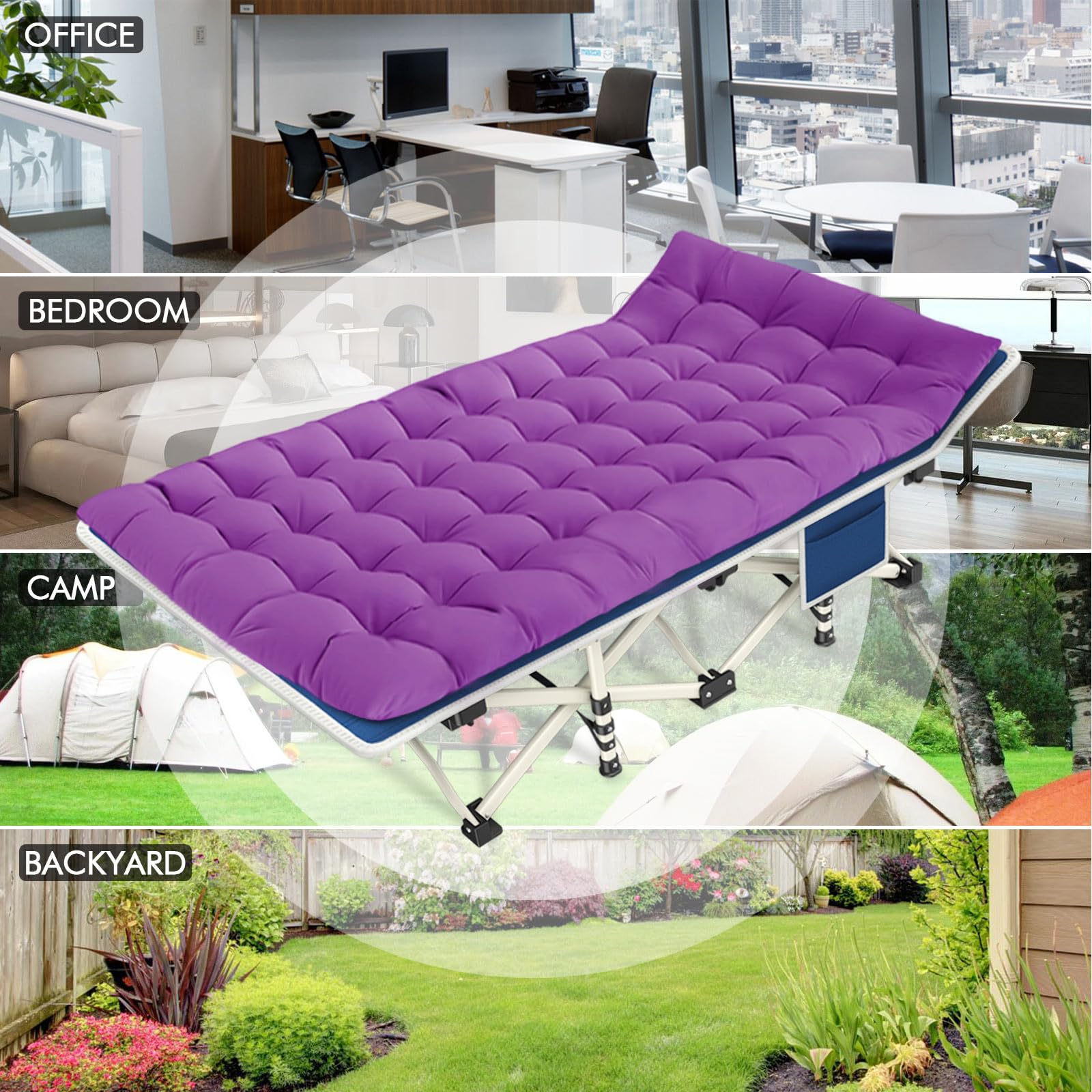 2 Pack Heavy Duty Camping Cots for Adults with Comfortable Mattress Pads - Portable Folding Sleeping Beds with Carry Bag - Perfect for Outdoor Camping, Backpacking, and Beach Vacations (2 Person)