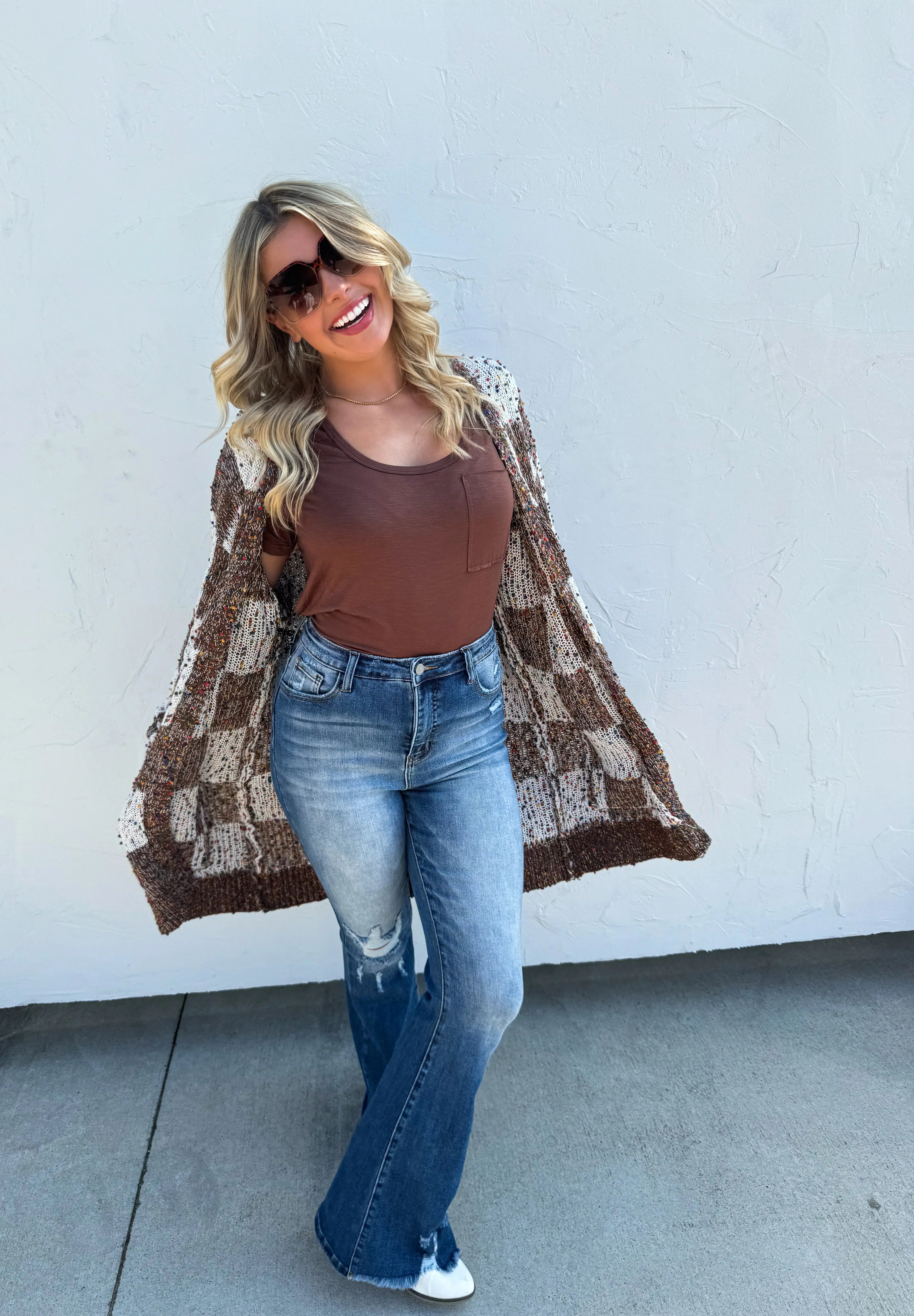 PREORDER: Stylish Checkered Miley Dot Cardigan for Women - 4 Trendy Colors | Perfect for Casual Outfits, Office Wear & Cozy Evenings
