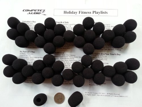 50-Pack Black Foam Microphone Windscreens for Headset & Lapel Mics - Perfect for Fitness Centers, Podcasting & Live Streaming