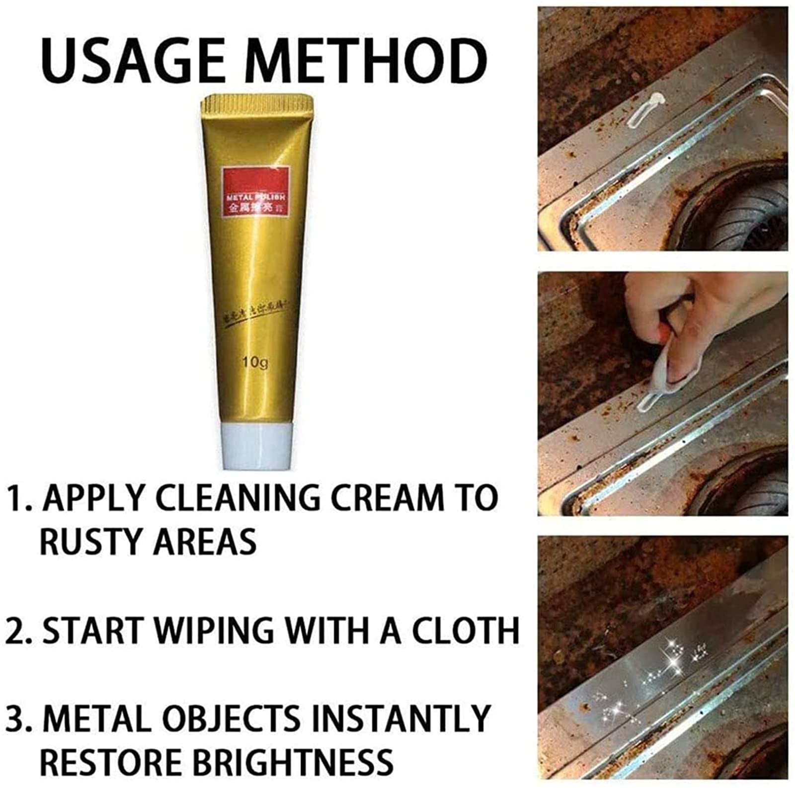 2022 Premium Metal Polishing Paste - Ultimate Stainless Steel Polish Cream | All-Metal Restorer & Rust Remover for Brass, Chrome, Aluminum | 10-Piece Kit for Jewelry, Cutlery, Automotive & Home Appliances Care