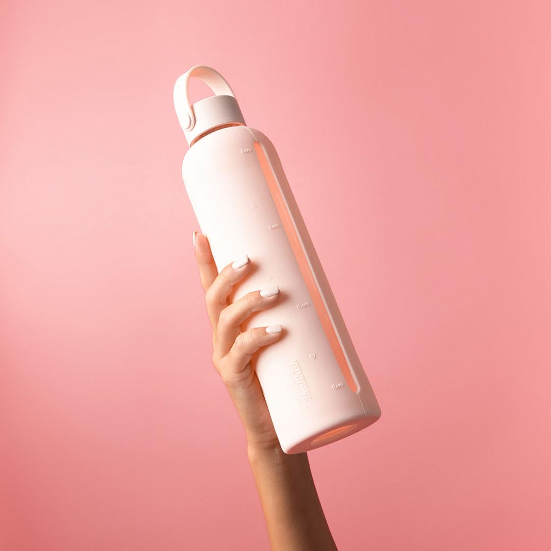 Premium Glass Water Bottle with Silicone Sleeve - BPA Free, Leak Proof, Eco-Friendly Reusable Bottle for Gym, Office, Hiking & Travel