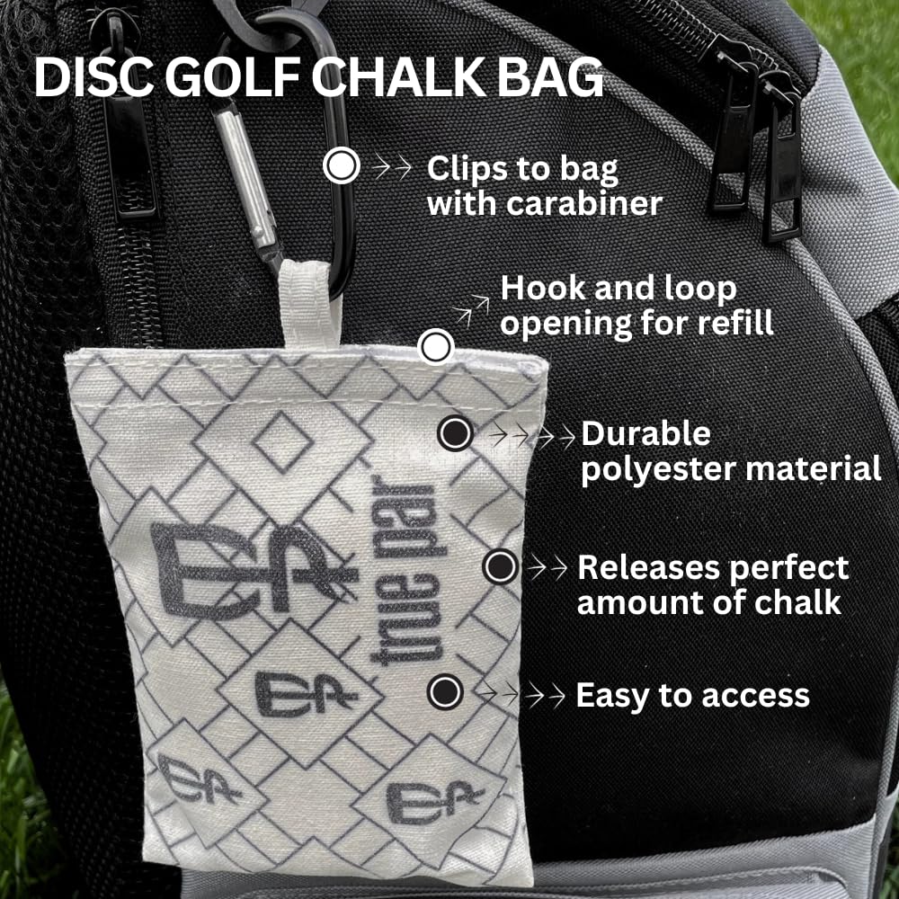 Premium Disc Golf Chalk Bag Set with 2 Extra Chalk Balls | Refillable Grip Enhancer for Better Throws | Durable Disc Golf Accessories with Carabiner Clip | Perfect Gift for Disc Golf Players | Ideal for Outdoor Tournaments & Practice Sessions