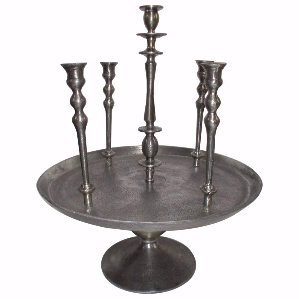 Benjara Silver BM150638 Aluminum Candle Holder - Elegant Home Decor for Dining Table, Wedding Centerpiece & Romantic Ambiance
